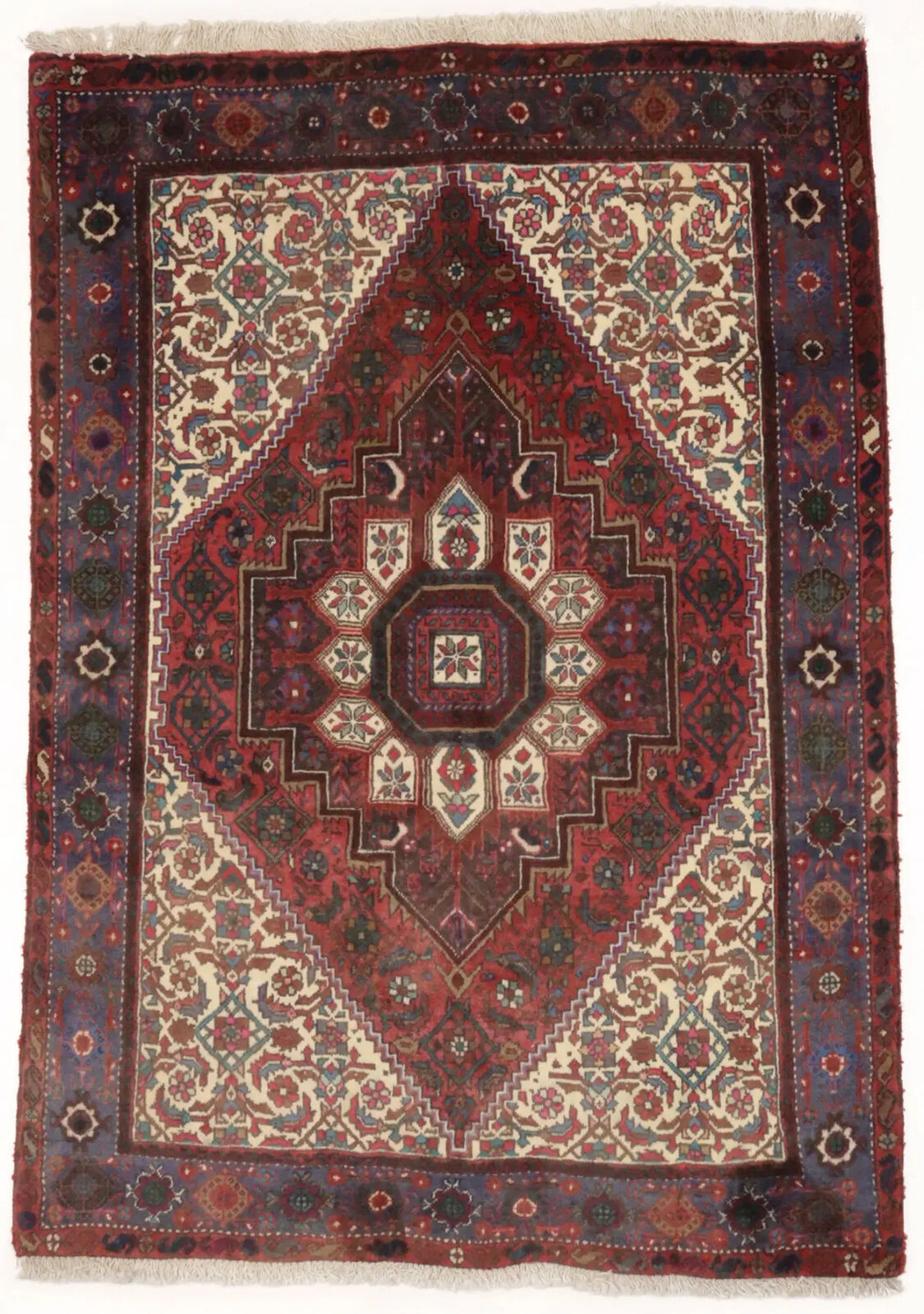 Vintage Handmade Oriental Rug Floral Geometric
