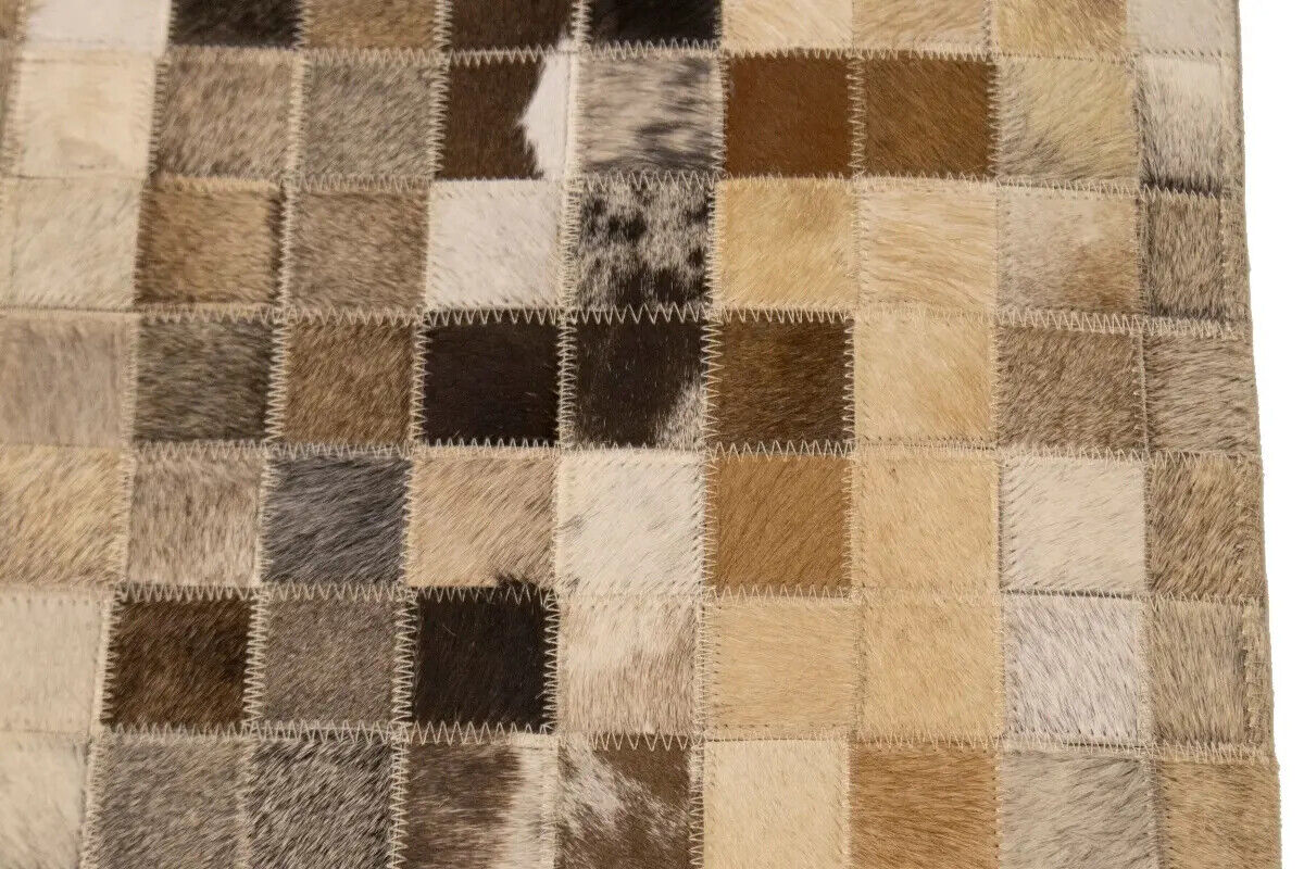 Hand-Crafted Modern Cowhide Leather Rug