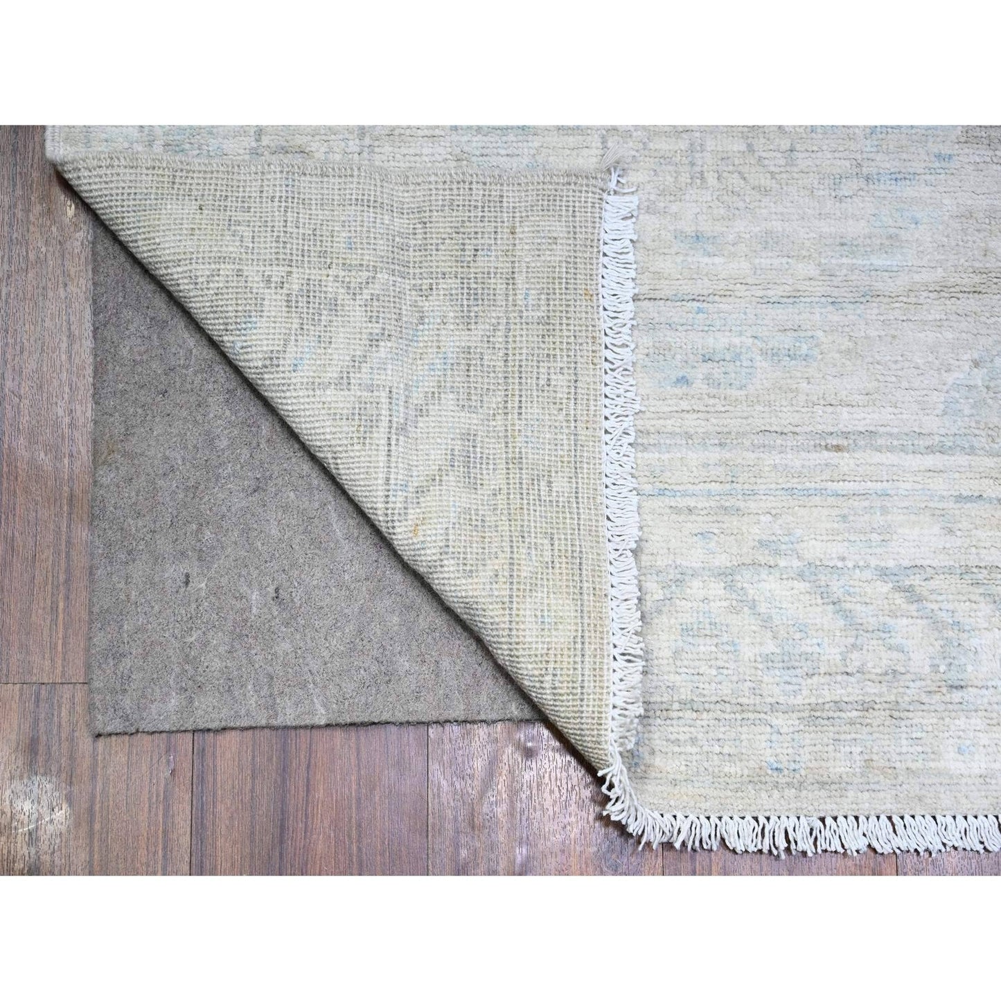 2'10"X15' Timberwolf Gray White Wash Peshawar Hand Knotted Xl Runner Rug