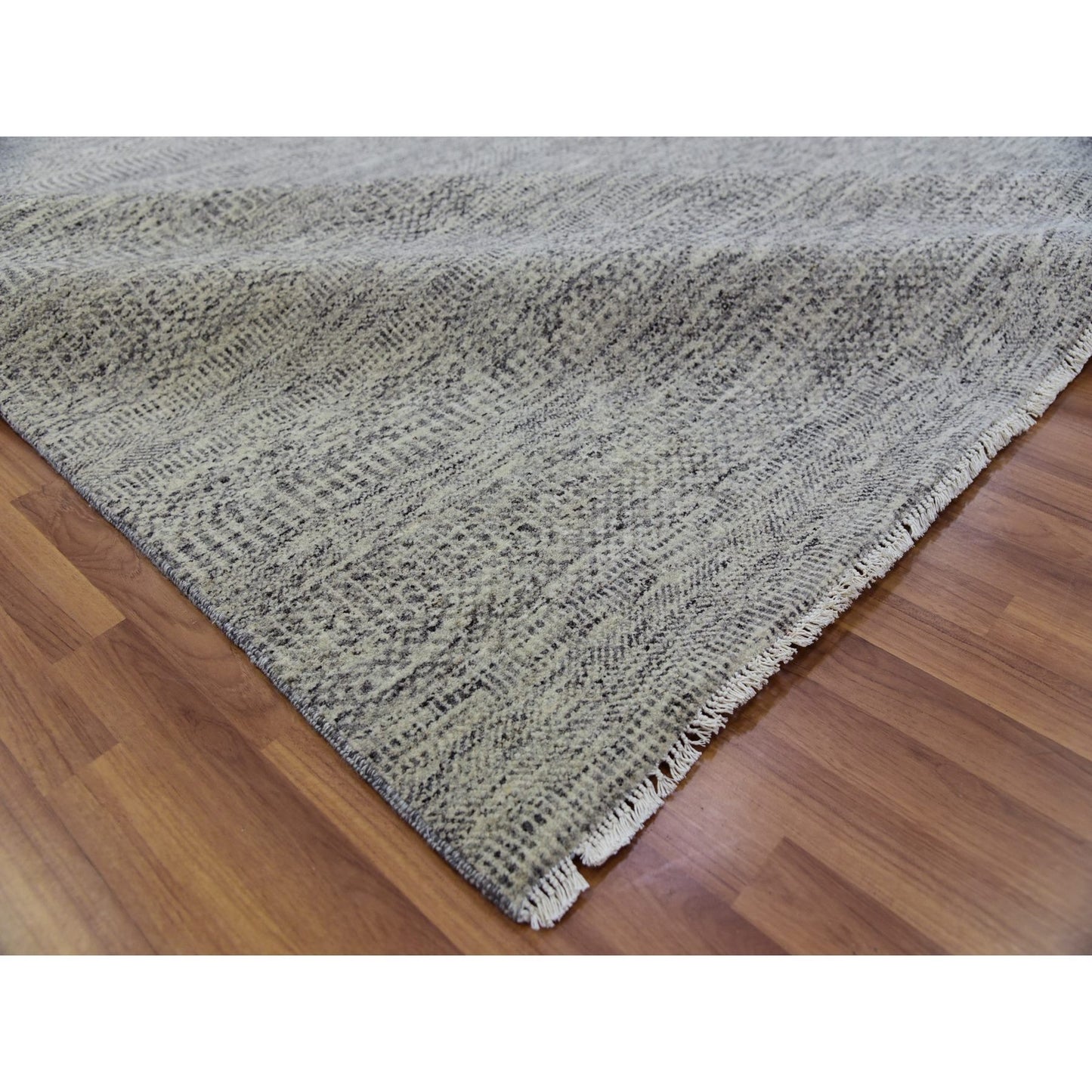 10'X13'10" Vintage Gray Undyed Wool Grass Hand Knotted Oriental Rug