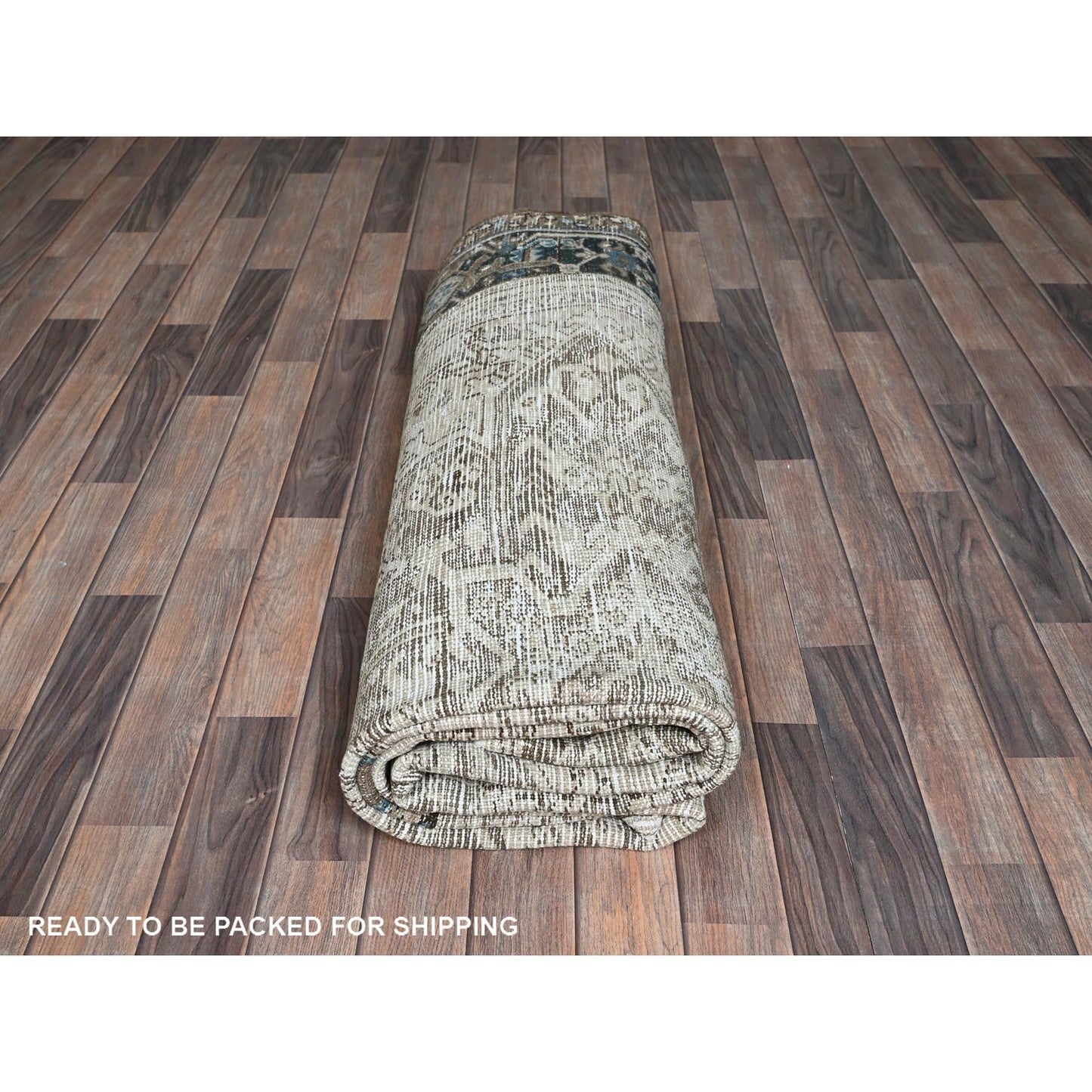 Rug 7'6"x10'4" Pastel Gray Vintage Zoroastrian Heris All Wool Hand Knotted