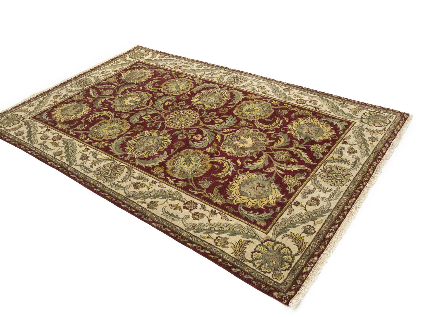 Hand-Knotted Thick Pile Floral Oriental Rug Agra