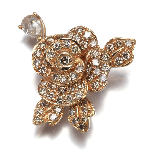 Gstv Pendant Diamond 0.62Ct Flower Rose 18K 750 Rose Gold