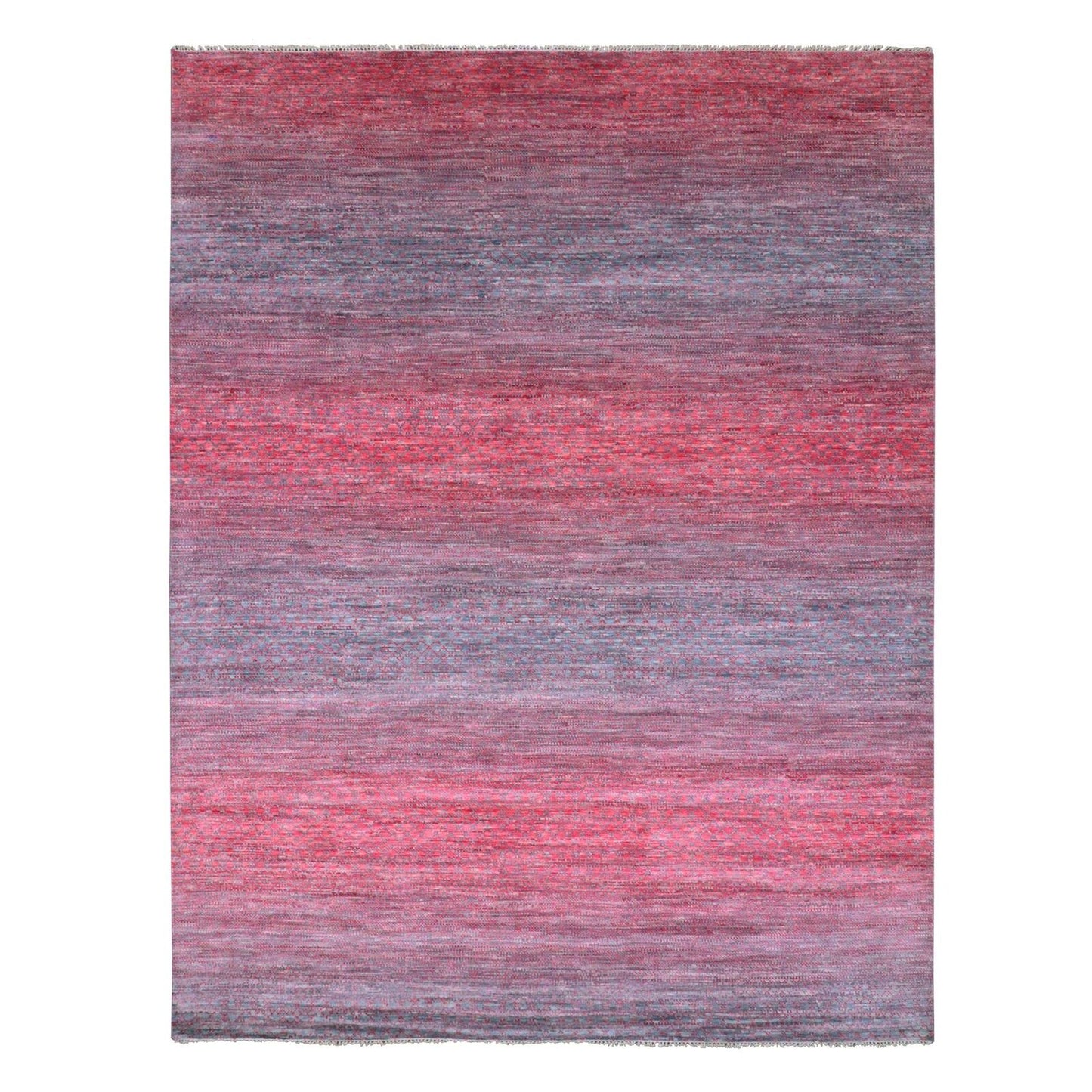 9'4"X12'2" Desire Red Wool Hand Knotted Modern Chiaroscuro Collection Rug
