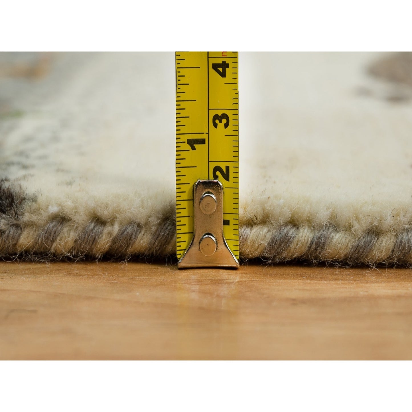 2'7"X8' Linen White Wool Hand Knotted Lori Buft Modern Striae Runner Rug