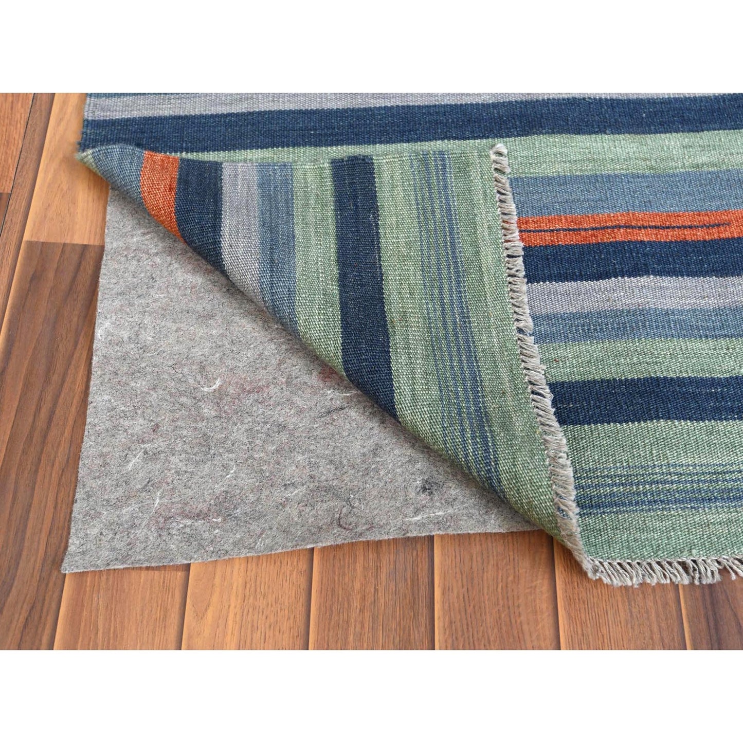 10'4"X14'2" Sunburst And Stripes Design Flat Weave Kilim Hand Woven Rug