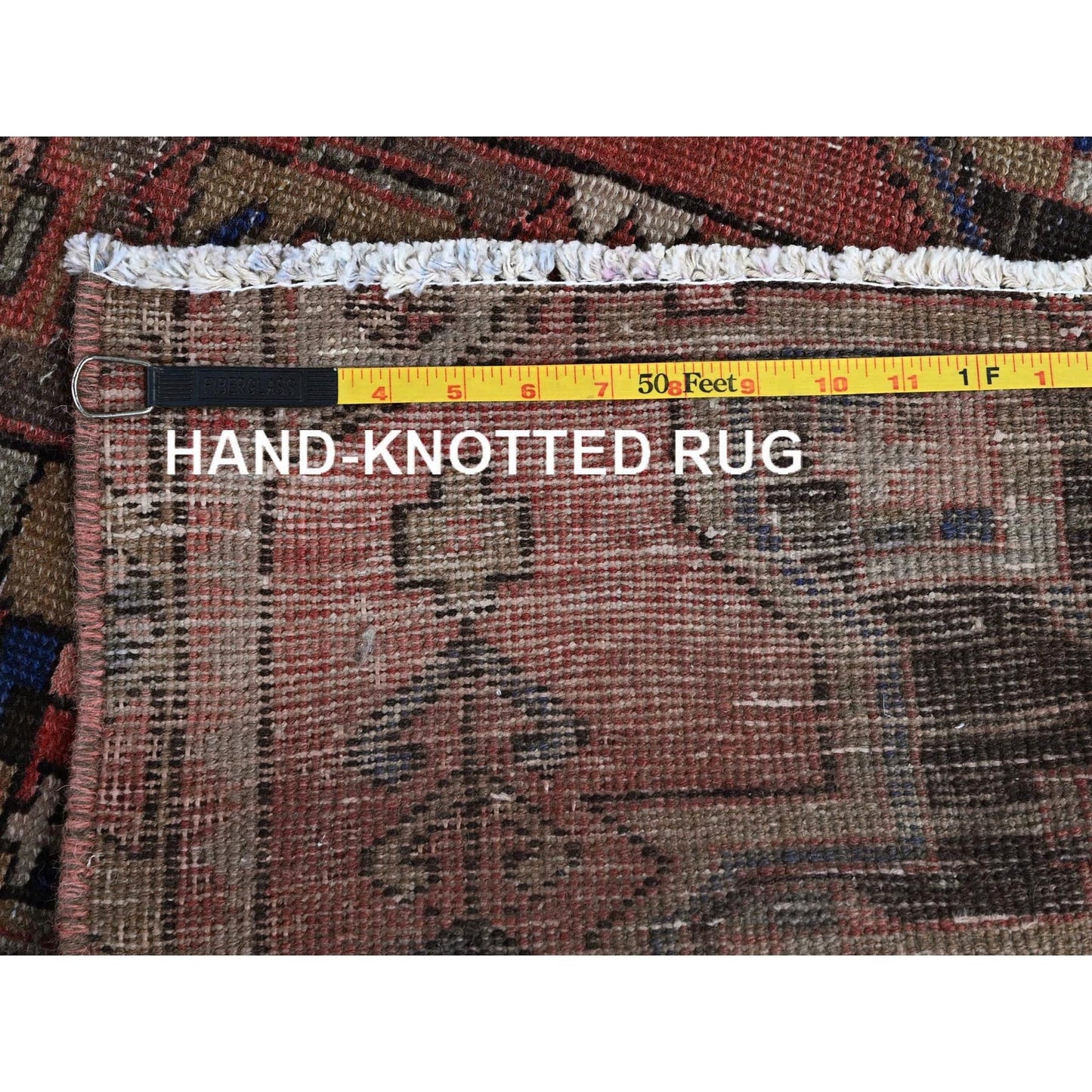 3'1"X8' Blush Red, Vintage Zoroastrian Heris Hand Knotted Wool Runner Rug