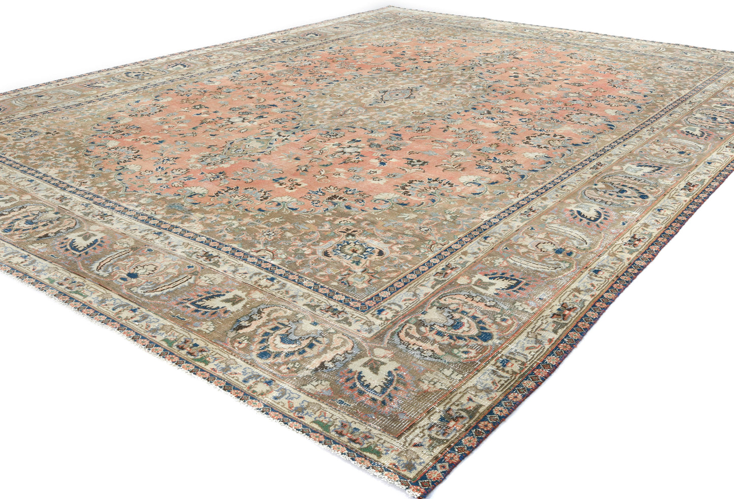 Antique Handmade Oriental Rug Muted Floral