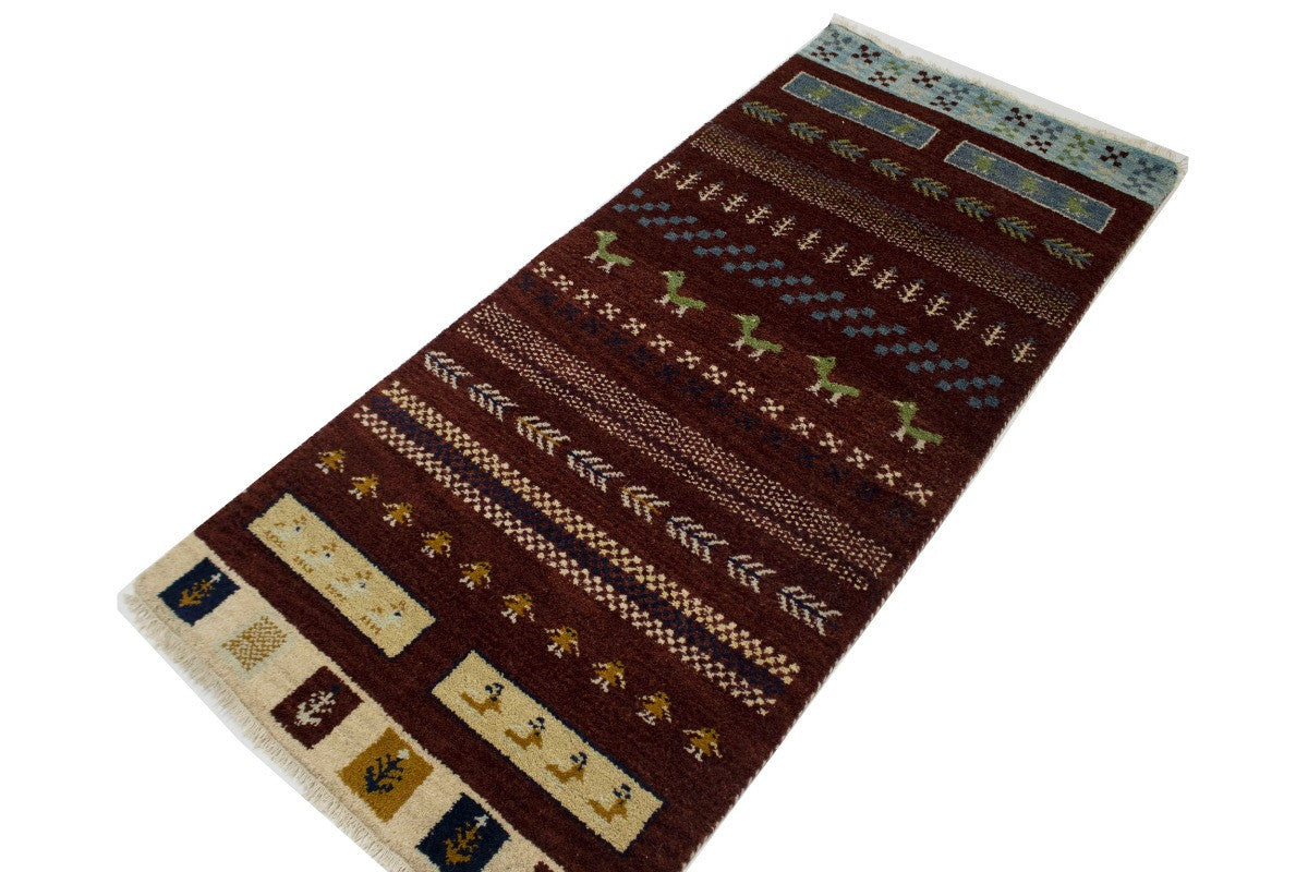 3X6 ft Handmade Maroon Red Striped Tribal Style