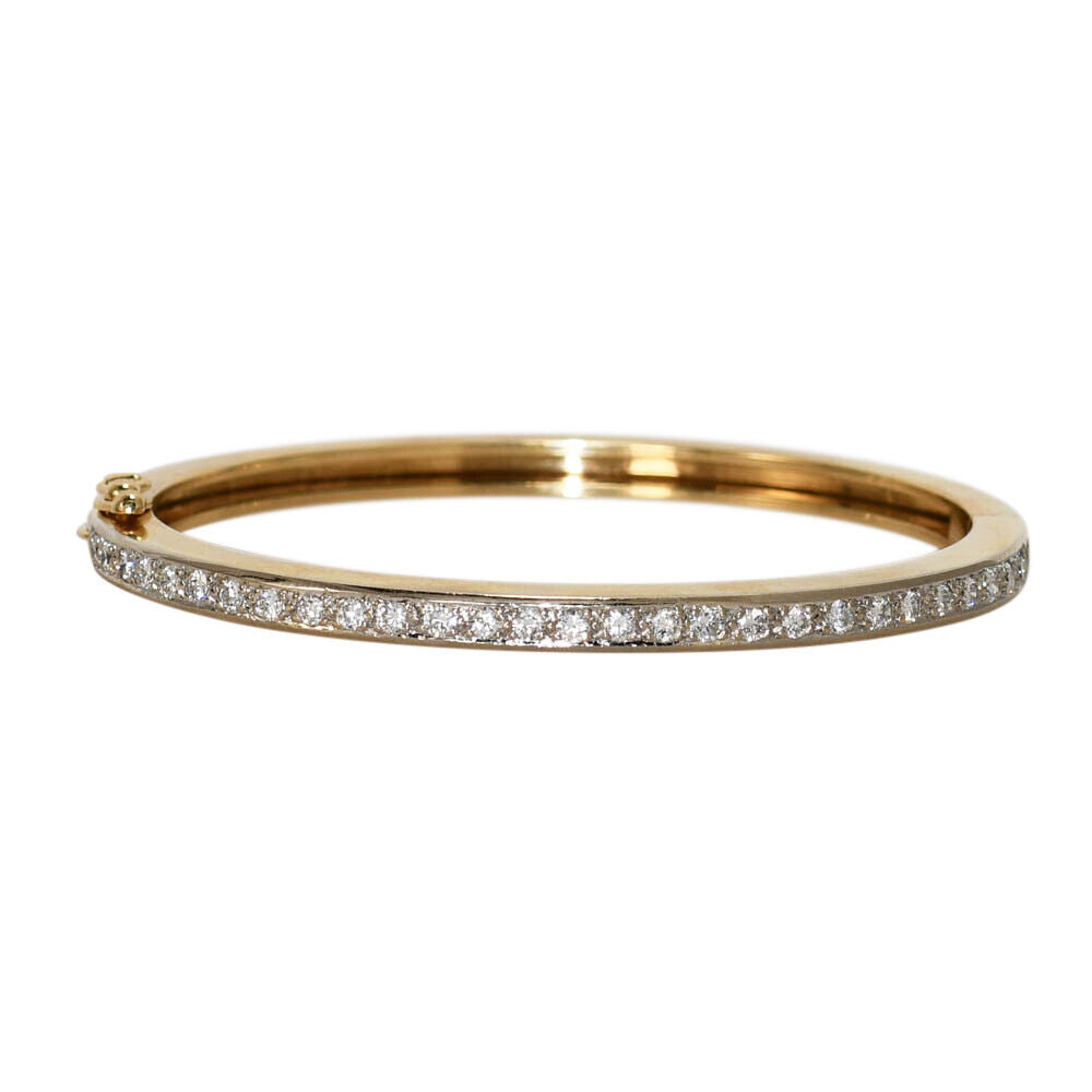 14K Yellow Gold Diamond Bangle Bracelet, 1.50Tdw,