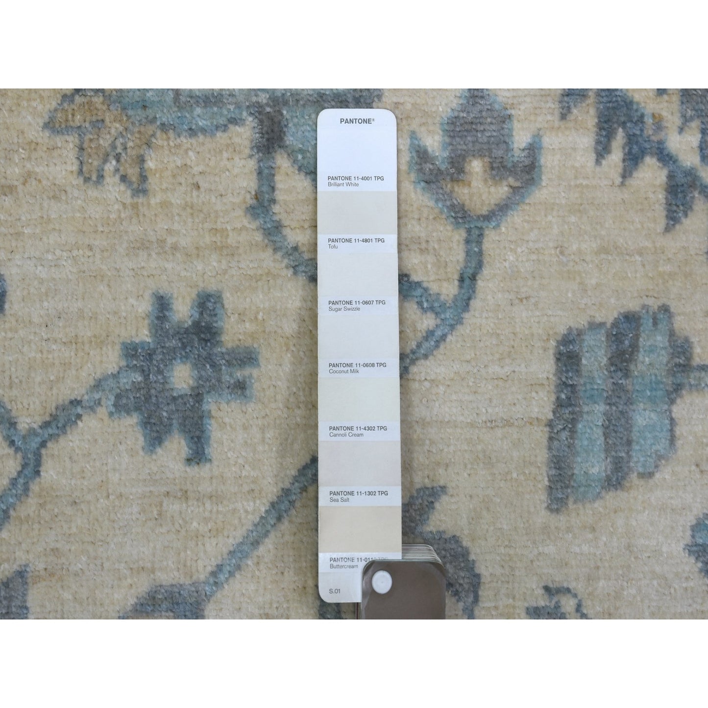 9'1"X11'9" Ivory Hand Knotted Fine Peshawar Afghan Wool Rug