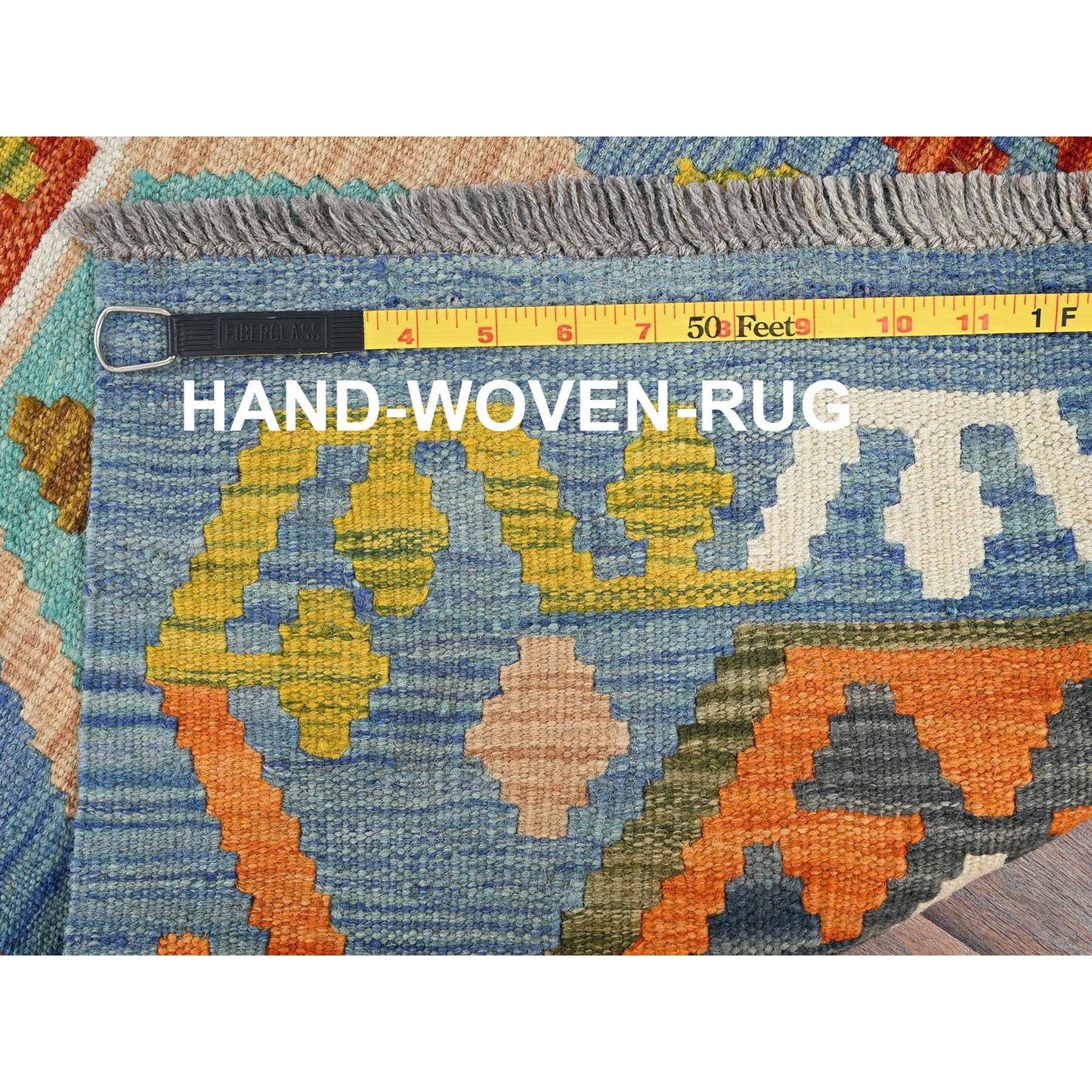 1'10"X5' Colorful Afghan Kilim 100% Wool Rug Flat Weave Hand Woven Runner