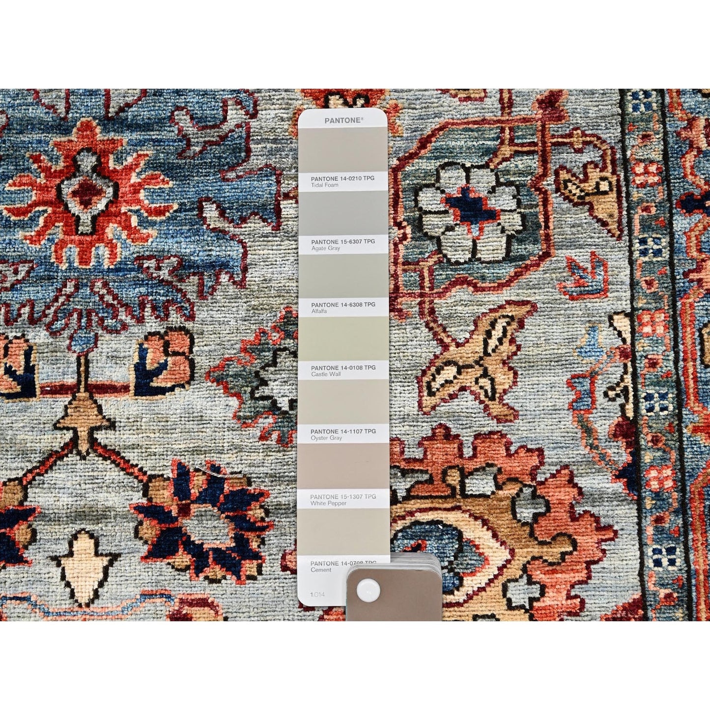4'1"X11'9" Agate Gray Heris All Over Design Hand Knotted Wool Runner Rug