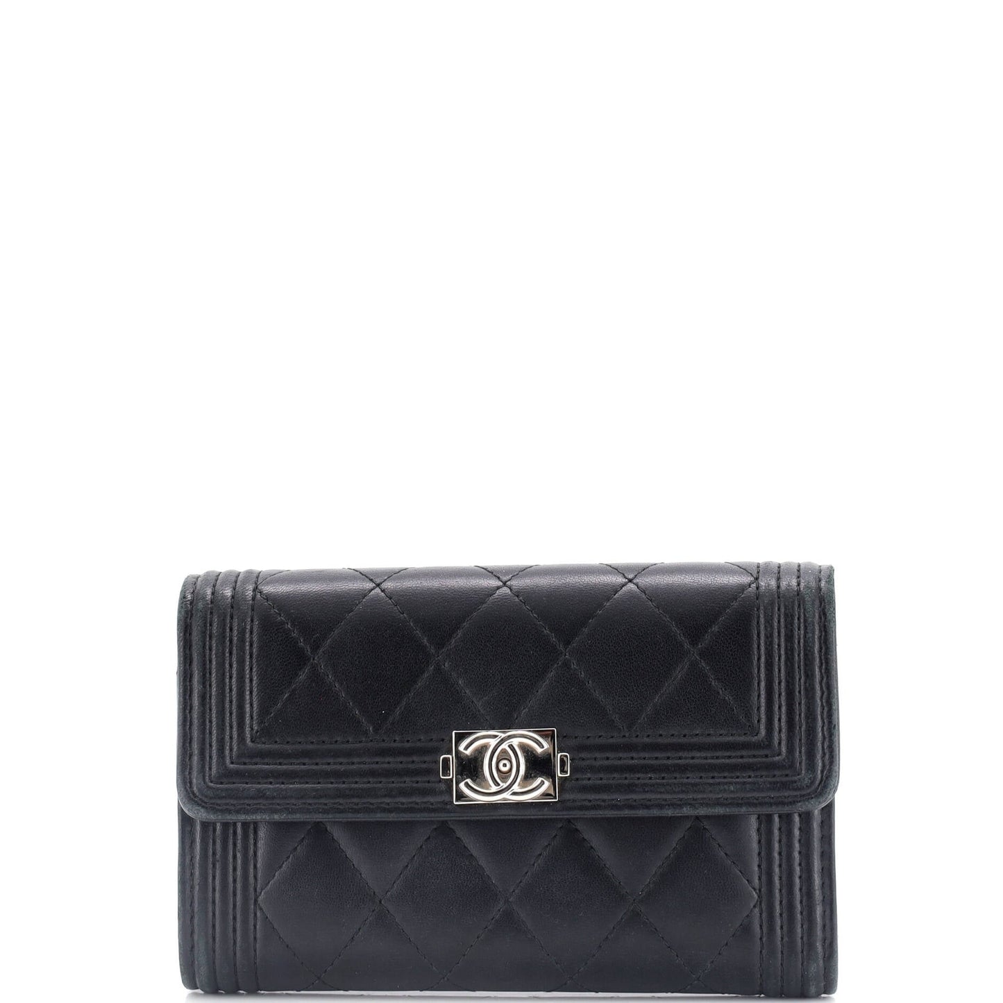 Chanel Boy Trifold Flap Wallet Quilted Lambskin Medium