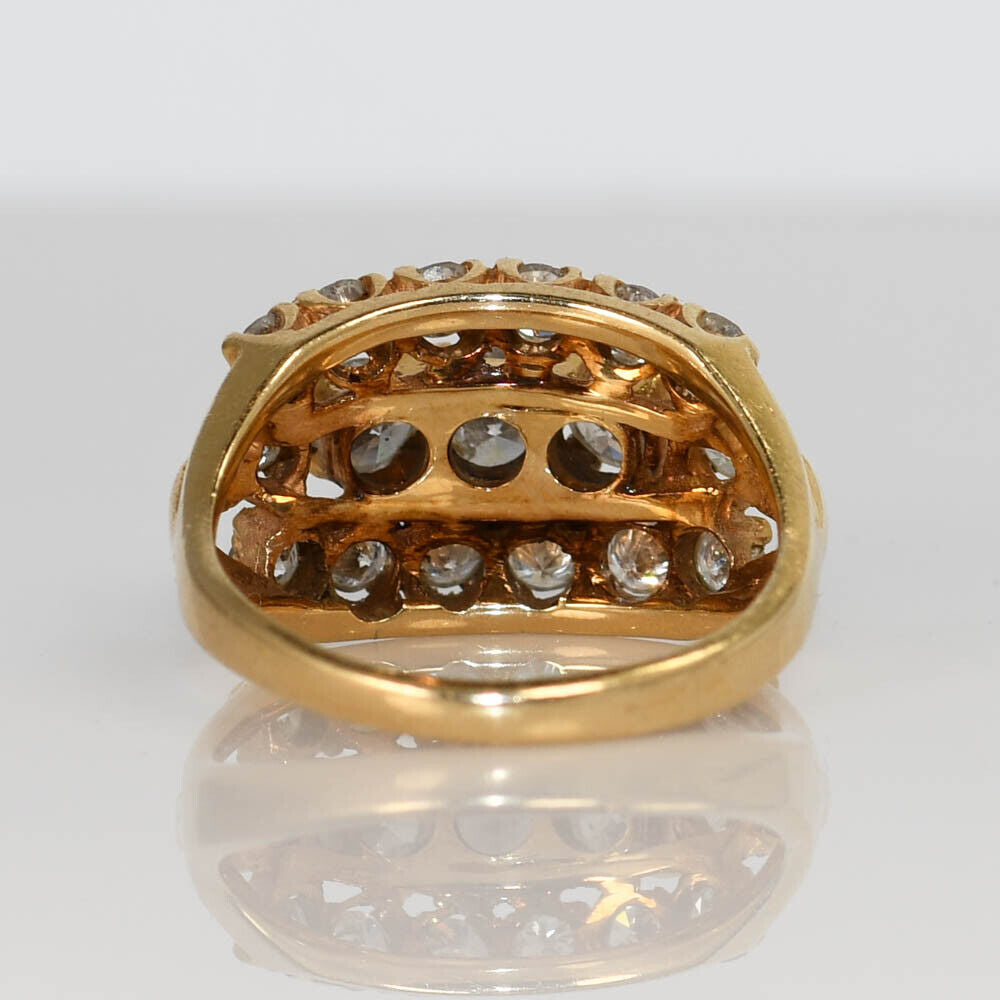 13K Yellow Gold Diamond Cluster Ring 5.7g