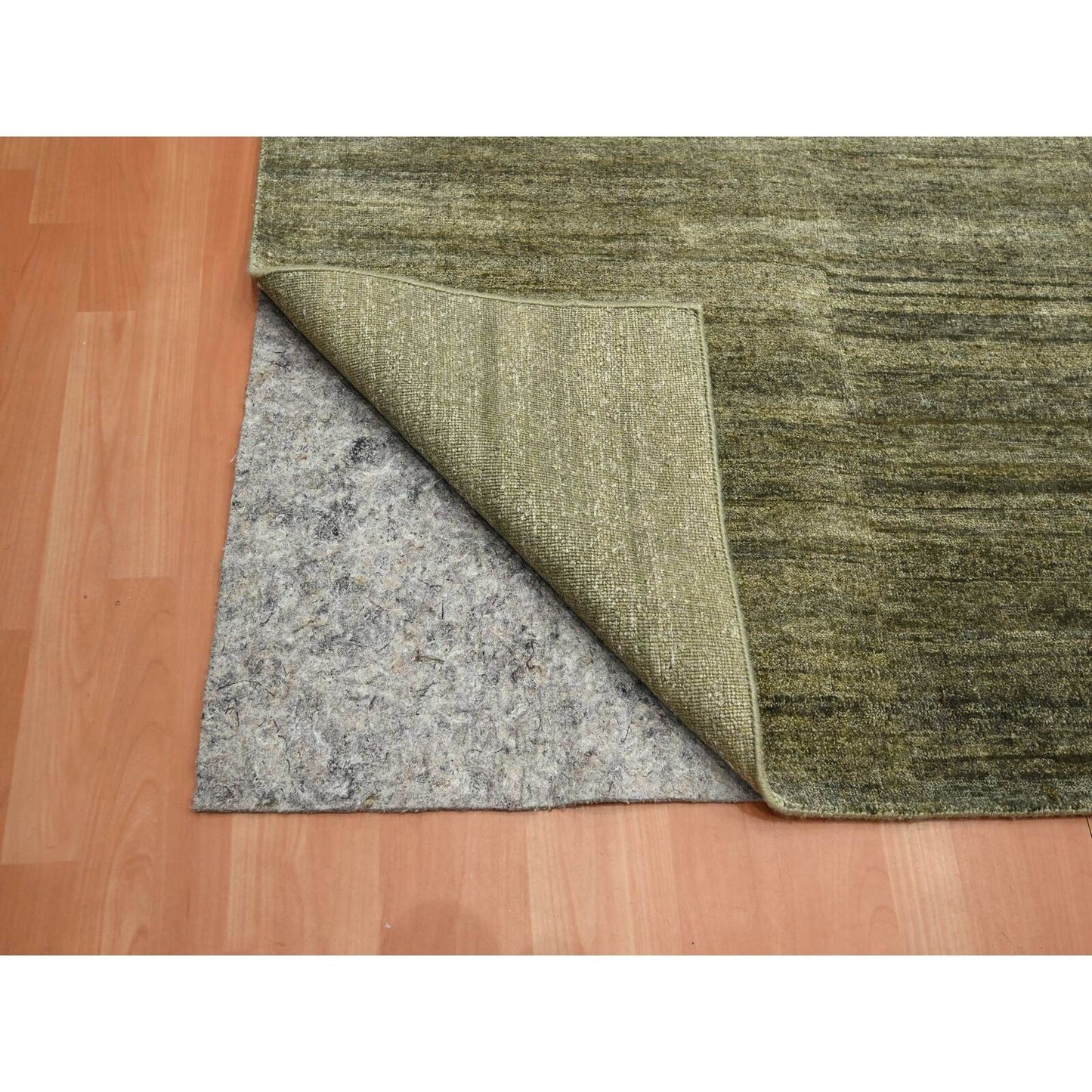 9'10"X14' Green Plain Design Hand Knotted Soft & Pure Silk Oriental Rug