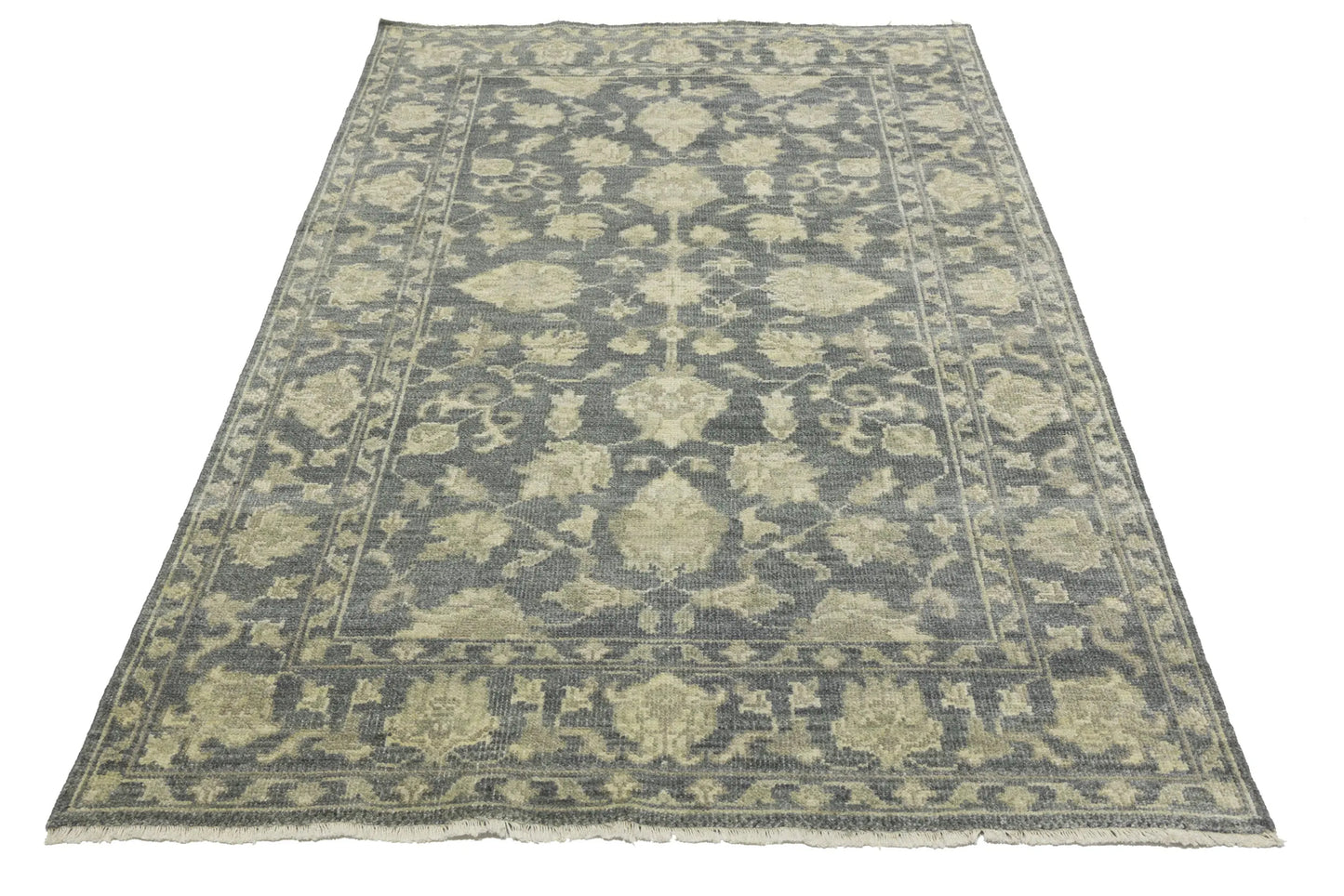 Hand-Knotted Floral Transitional Oriental Rug