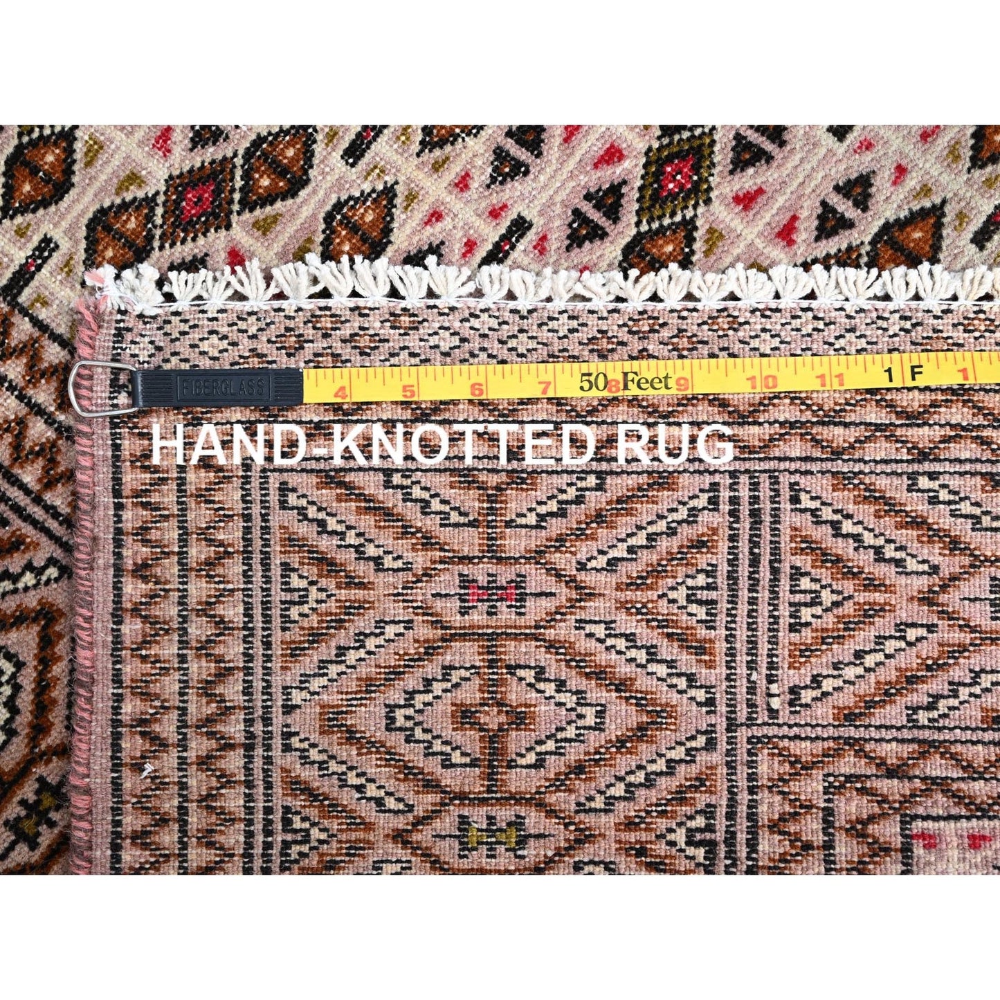 4'4"X6'1" Pink Vintage Tourkaman Worn Wool Hand Knotted Oriental Rug