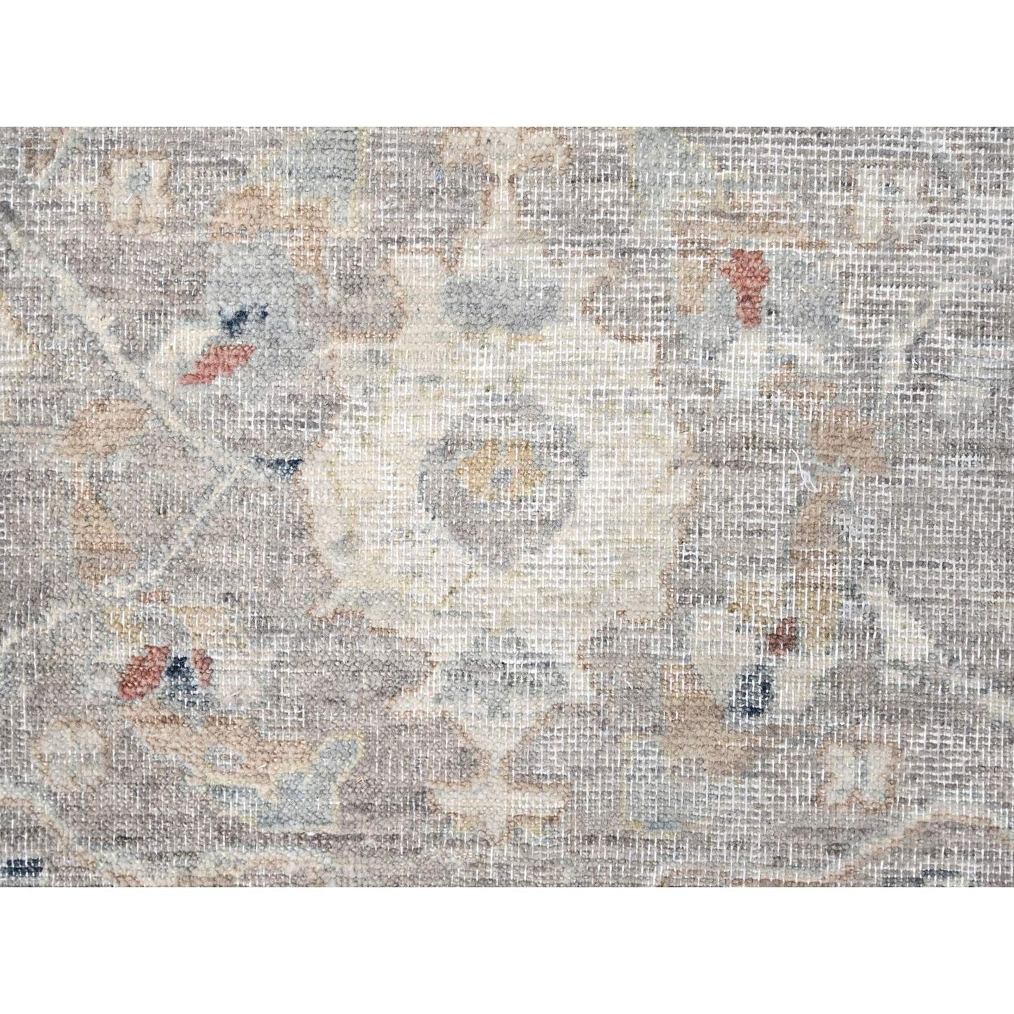 9'X11'9" Gray Antiqued Tebraz Design Zero Pile 100% Wool Hand Knotted Rug