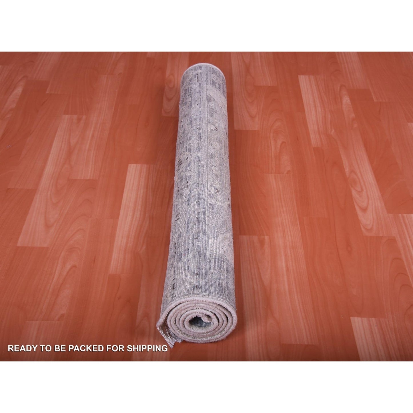 3'X5'2" Gray Pure Silk And Textured Wool Hand Knotted Oushak Rug