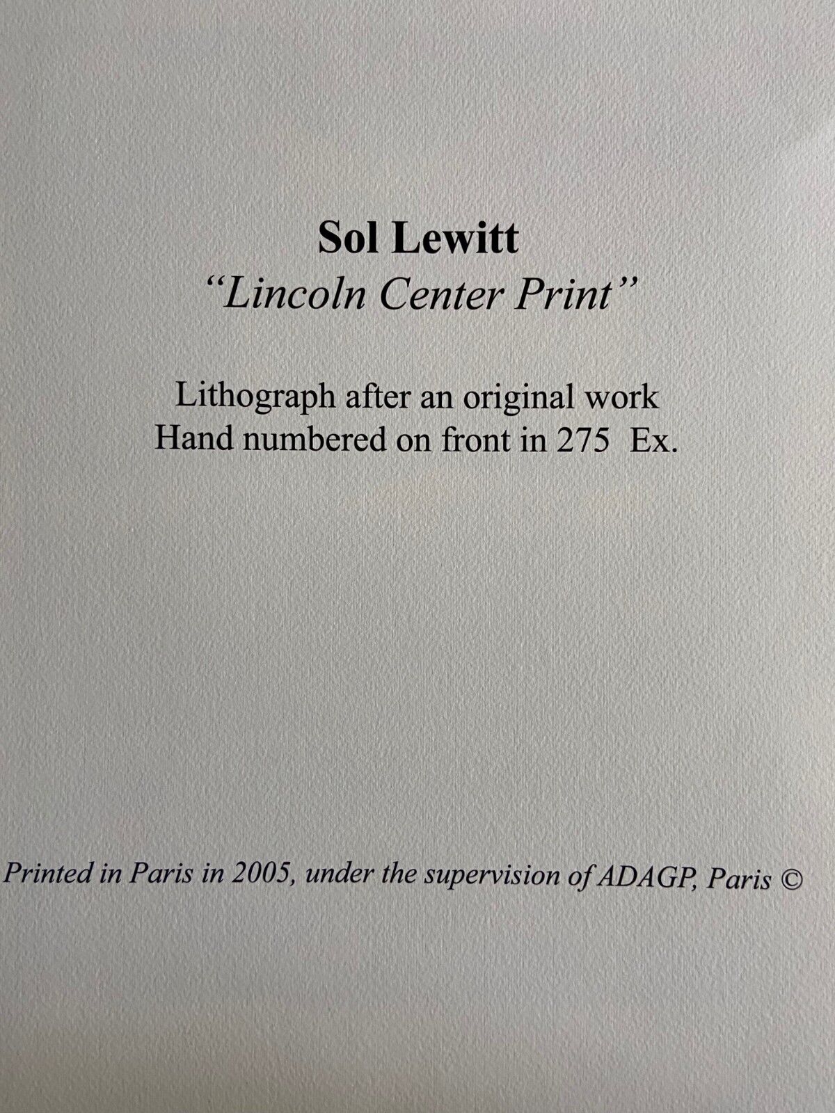 Sol Lewitt Lithograph Coa Signed Numbered O