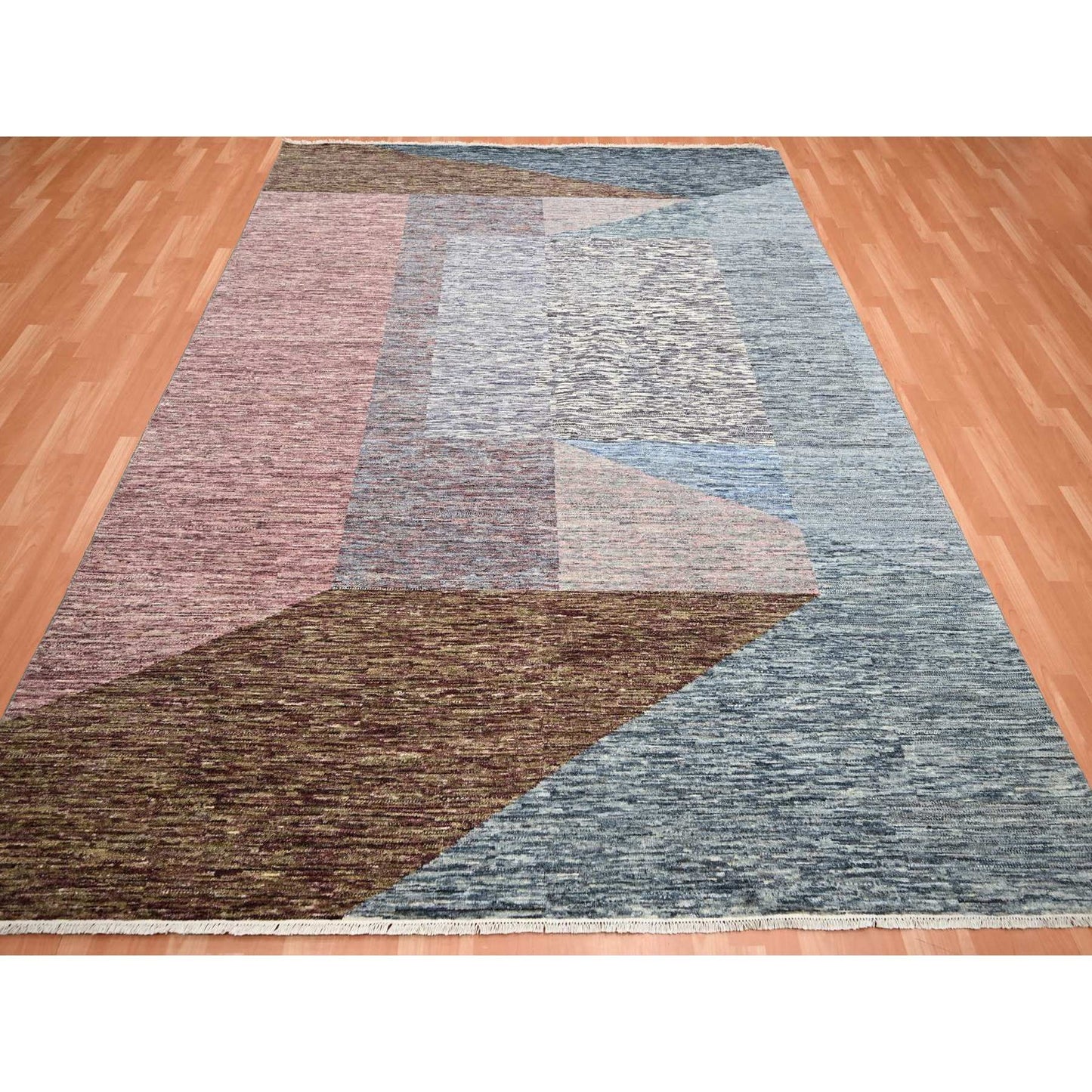 8'X10' Gray Bauhaus And Mid Century Inspired Hand Knotted Modern Wool Rug
