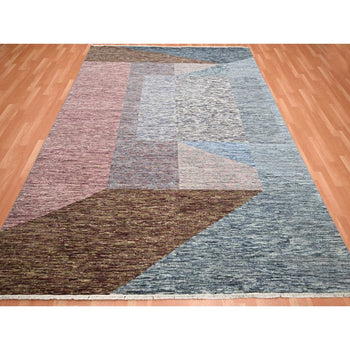 8'X10' Gray Bauhaus And Mid Century Inspired Hand Knotted Modern Wool Rug