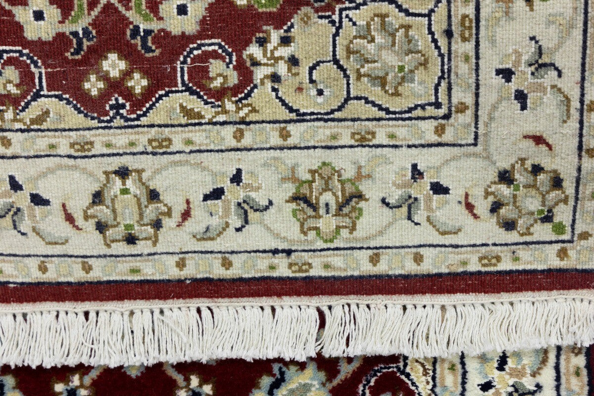 Small Hand-Knotted Red Floral Indo-Nain Oriental