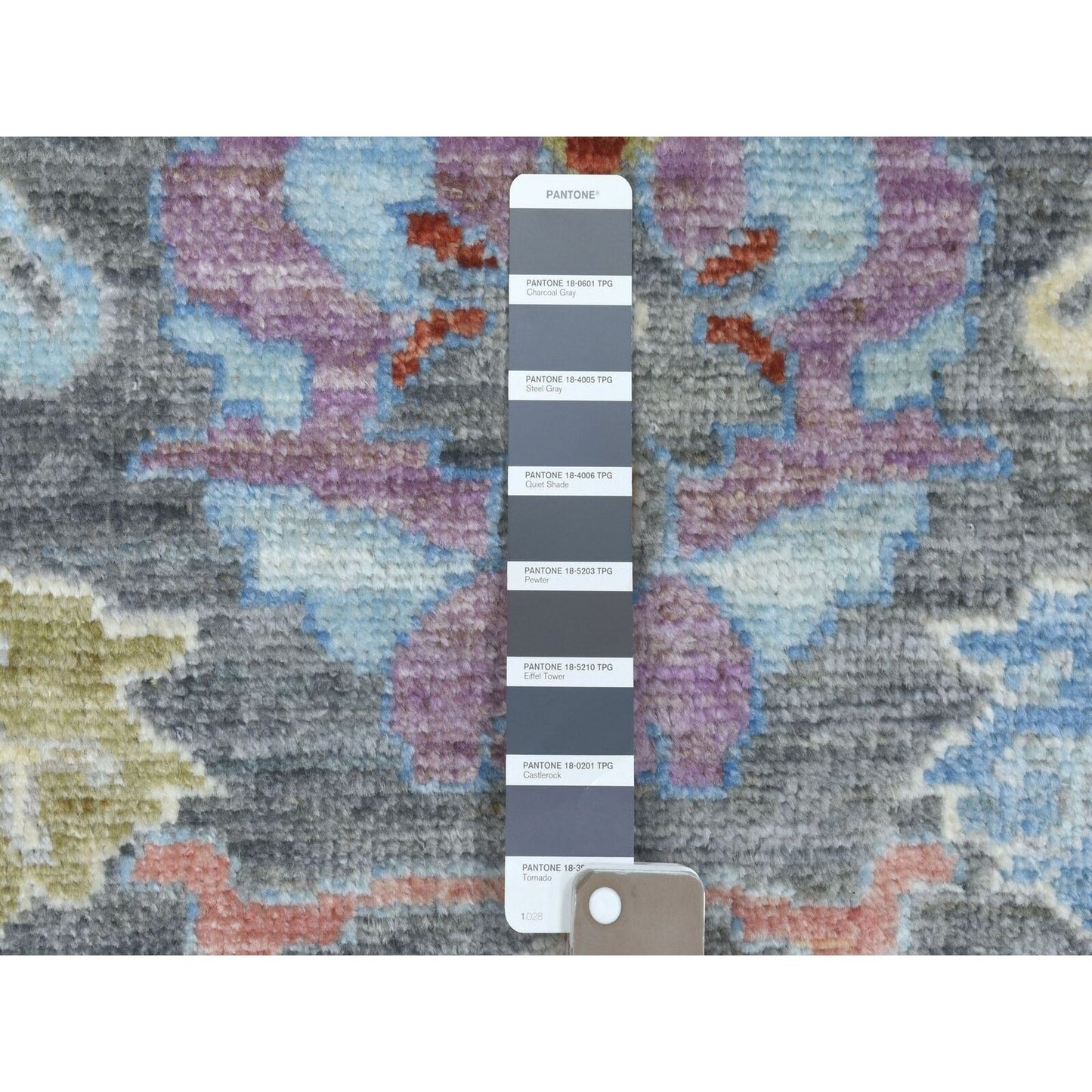 3'2"X13'9" Charcoal Black Angora Oushak Pure Wool Hand Knotte Runner Rug