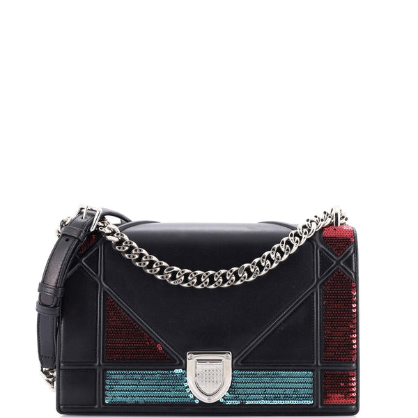 Christian Dior Diorama Flap Bag Sequin Embellished Lambskin Medium