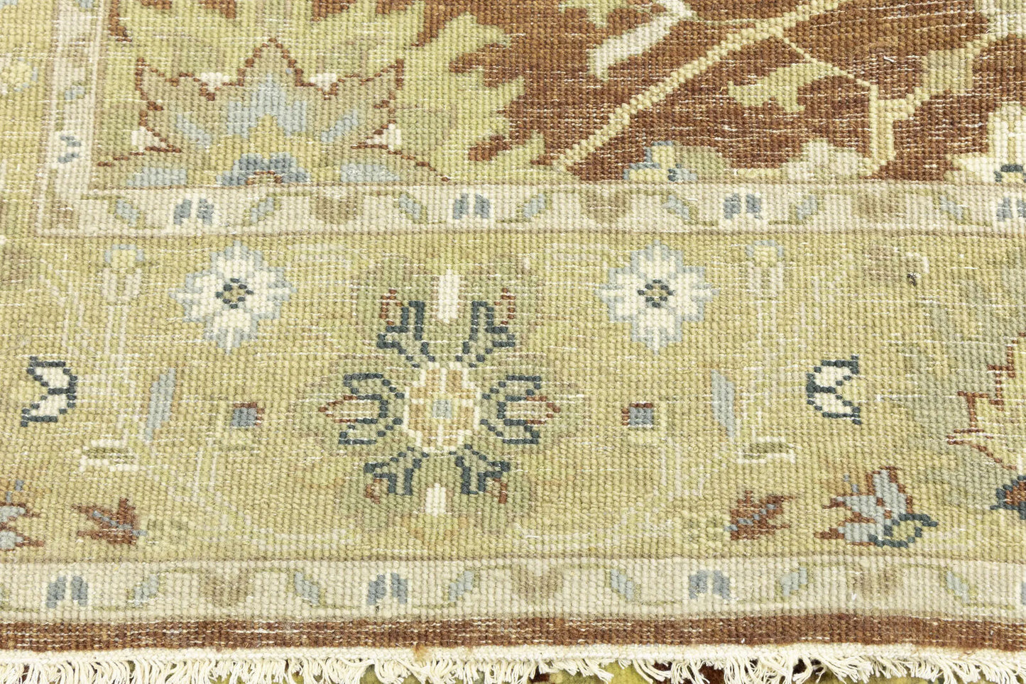 Rust Oushak Chobi Hand-Knotted Wool Rug Floral