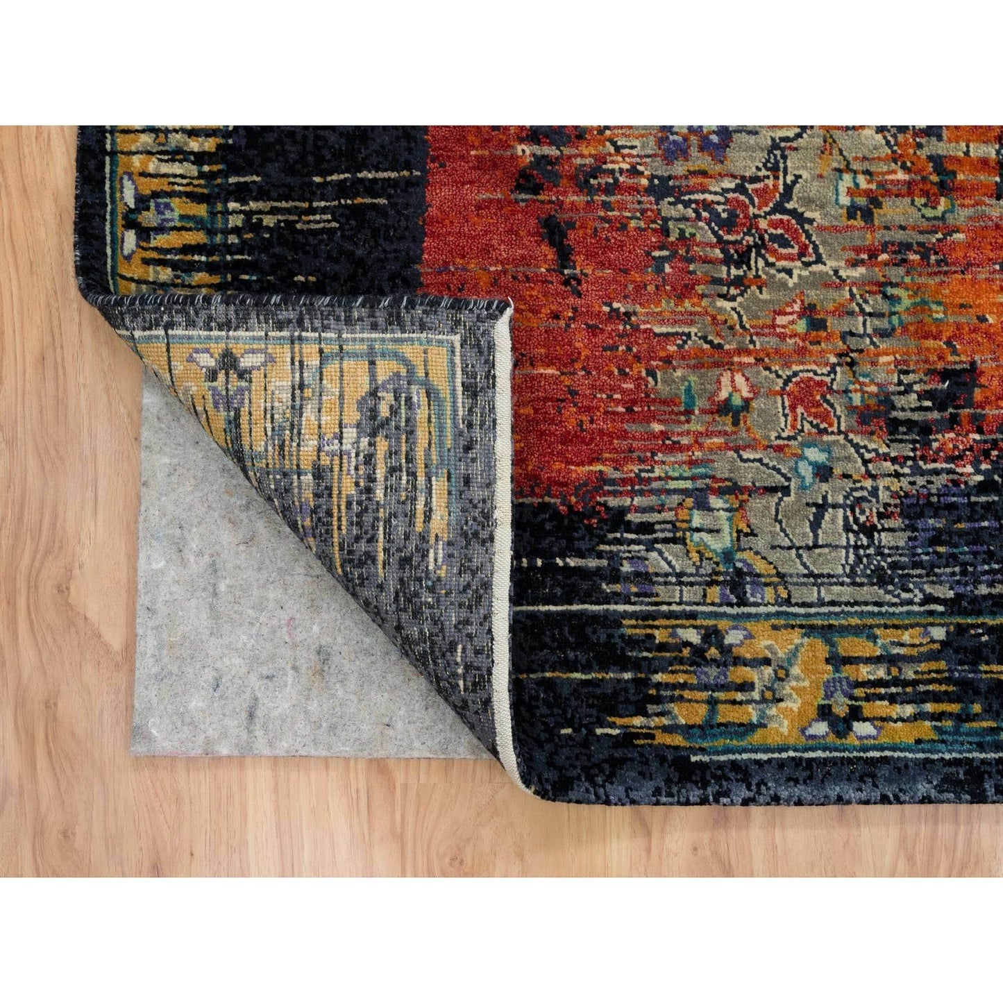 9'X12'1" Rust Red Wool Hand Knotted Ancient Ottoman Erased Design Rug