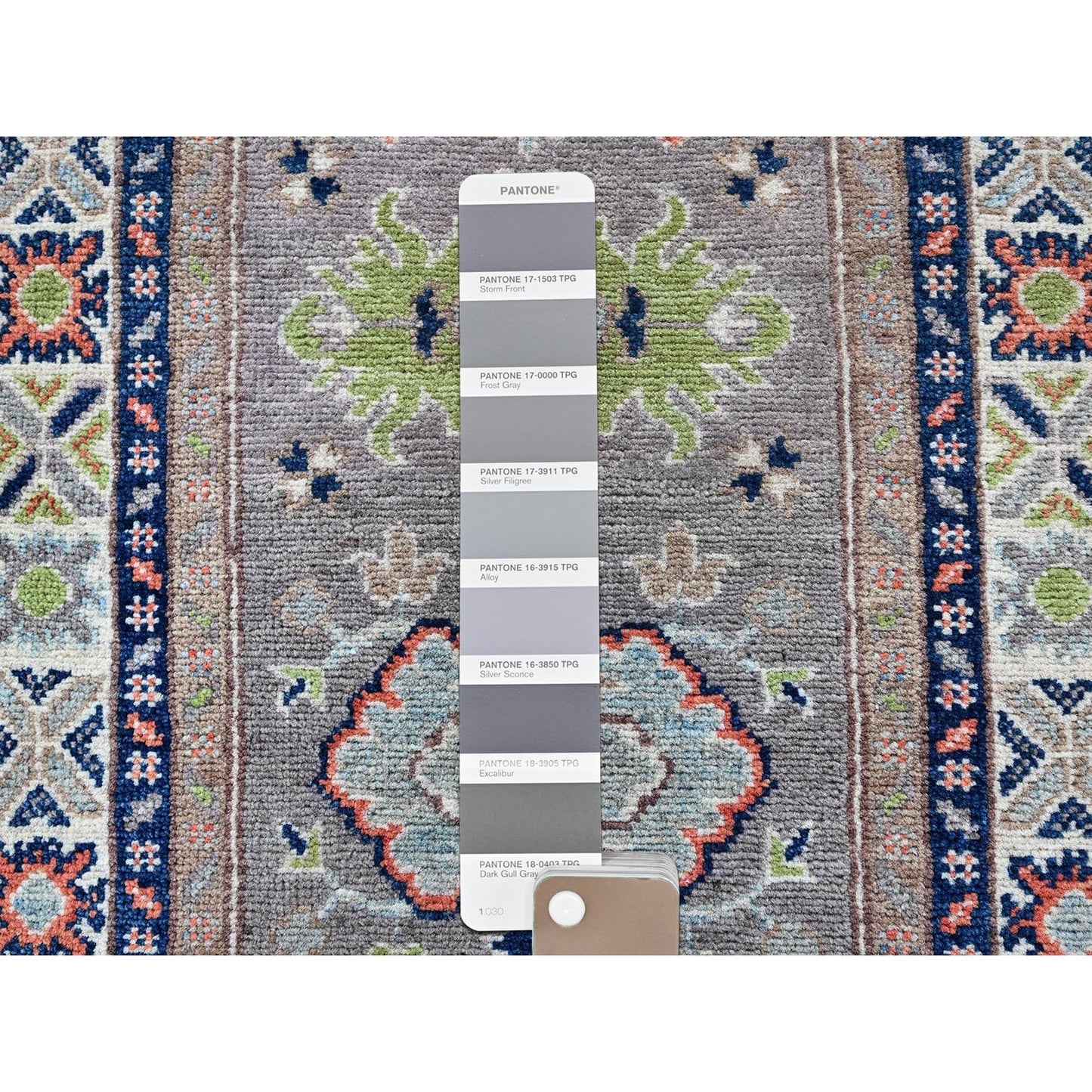 2'1"X5'10" Frost Gray Kazak Tribal Design Soft Wool Hand Knotted Runner Rug
