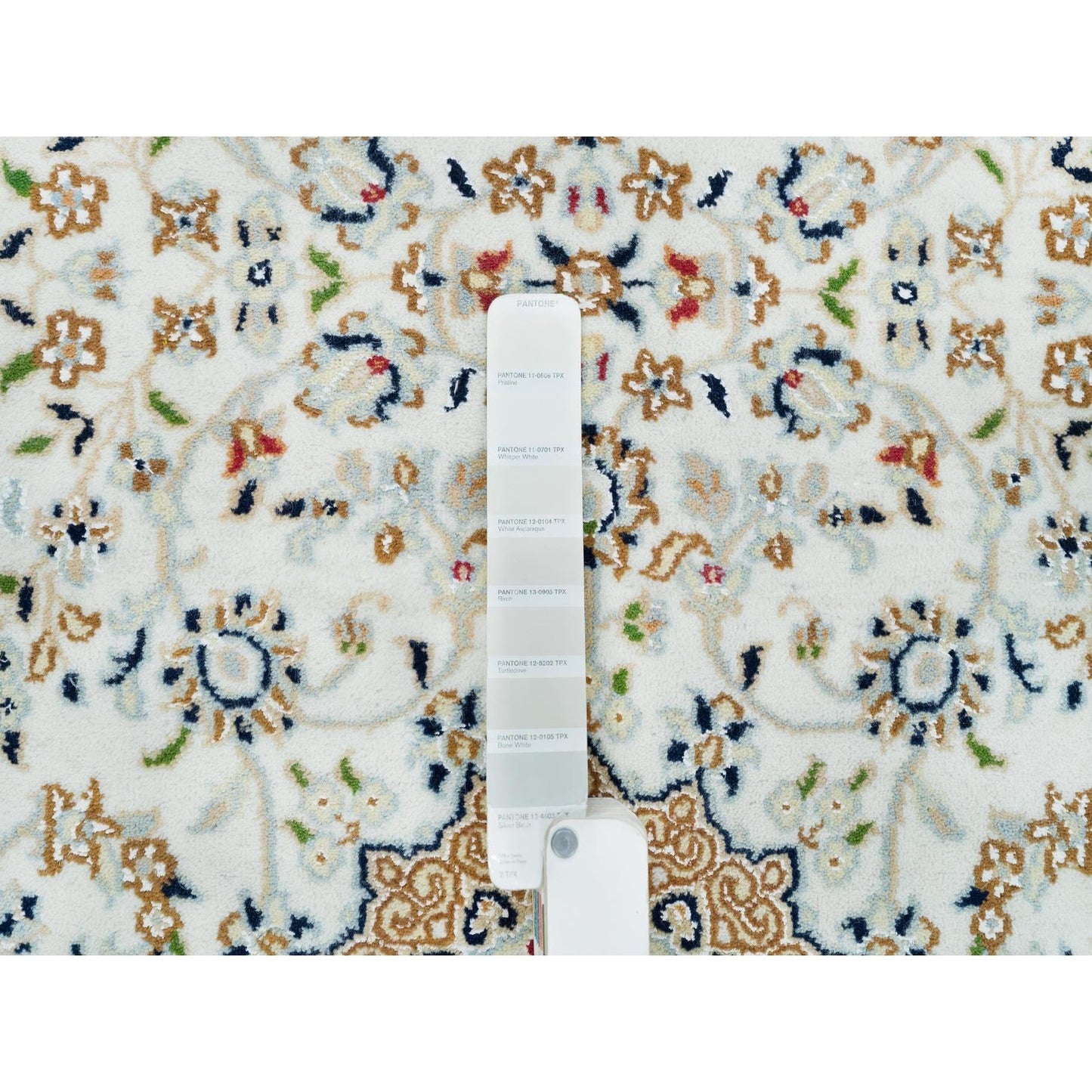 2'8"X13' White Hand Knotted Nain Design 250 Kpsi Organic Wool Runner Rug