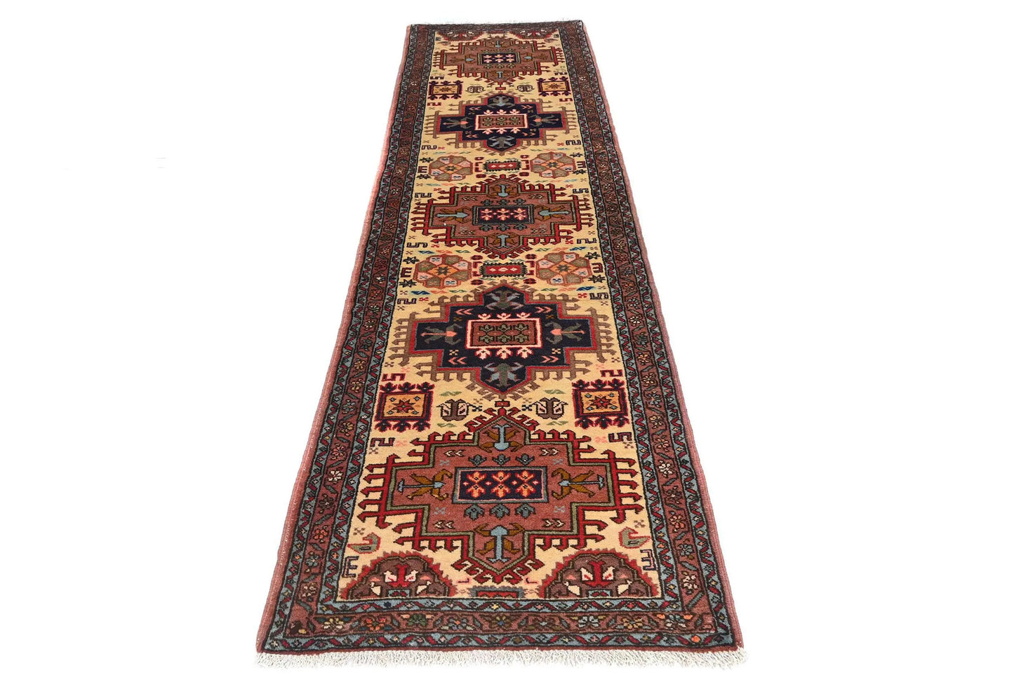 Vintage Tribal Geometric Runner Rug Wool Oriental
