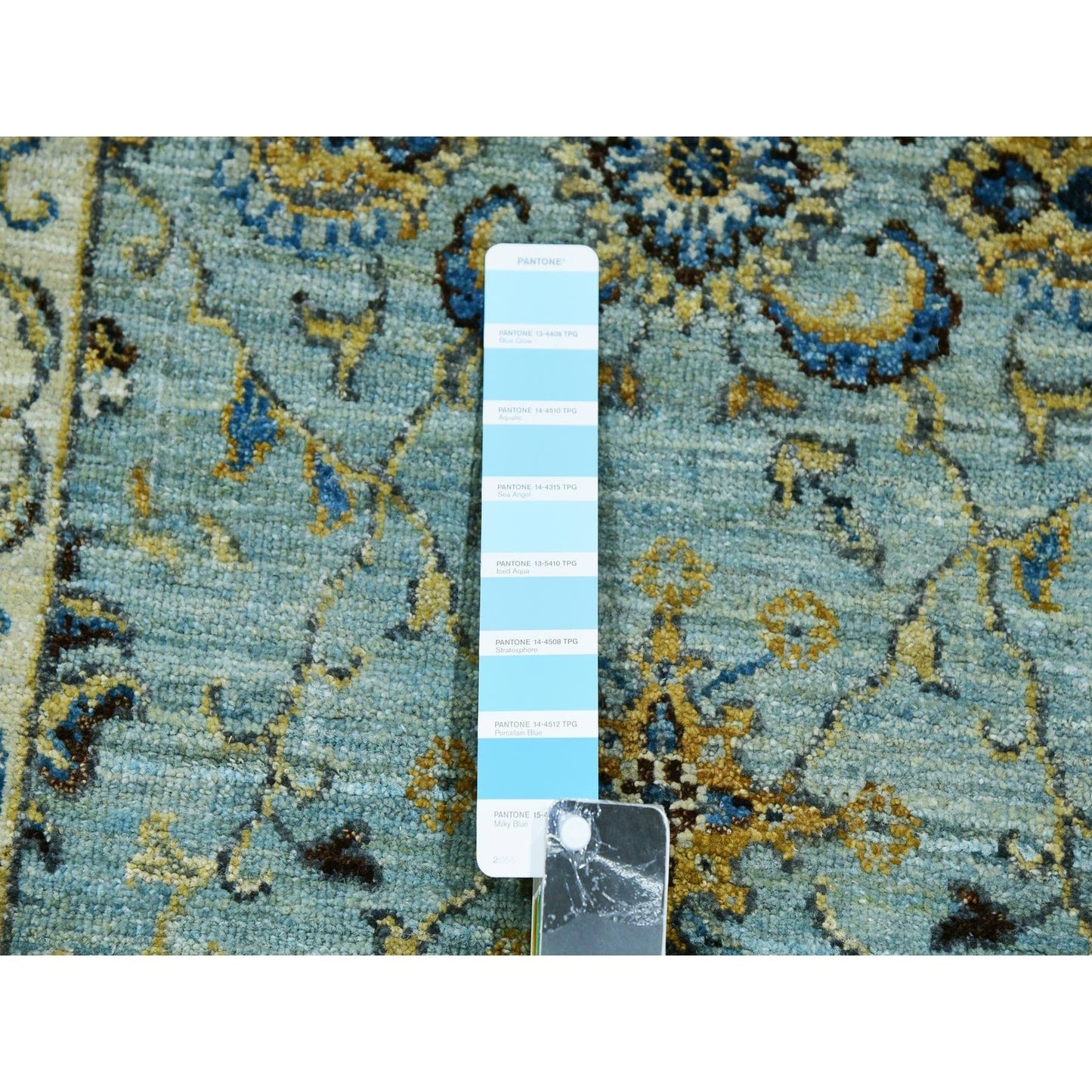 2'9"X24'3" Sapphire Blue Hand Knotted All Wool Shah Abbas Xl Runner Rug