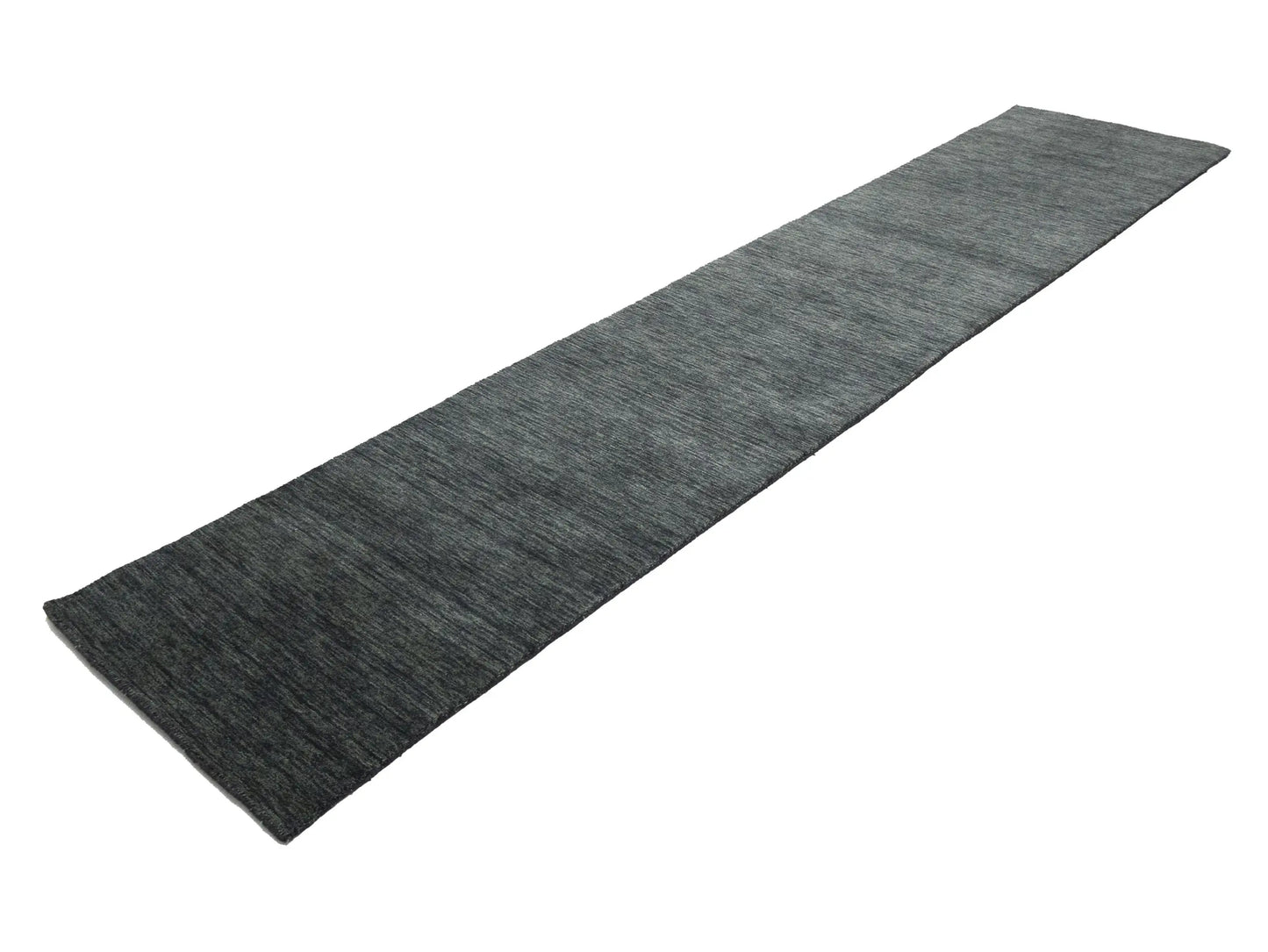 Solid Charcoal Hand-Loomed 3X12 Gabbeh Wool