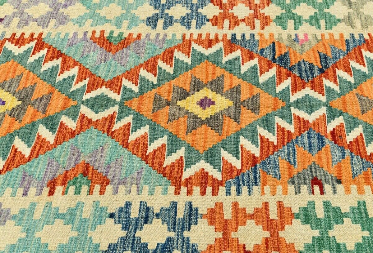 Reversible Multicolored Tribal Kilim Runner Rug