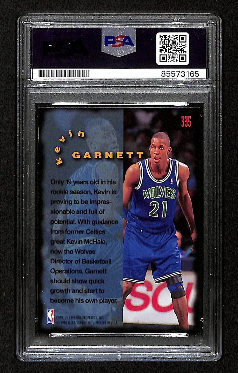 Kevin Garnett Hof Signed/Auto On Card 1995-96 Fleer Rc Card #335 Psa/Dna 198734
