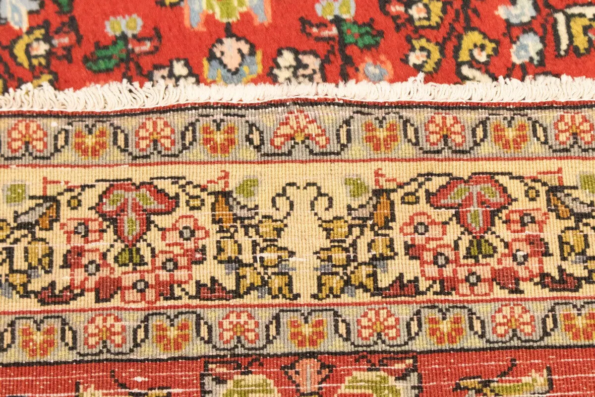 Hand-Knotted Vintage Red Floral 3'4X4'9 ft