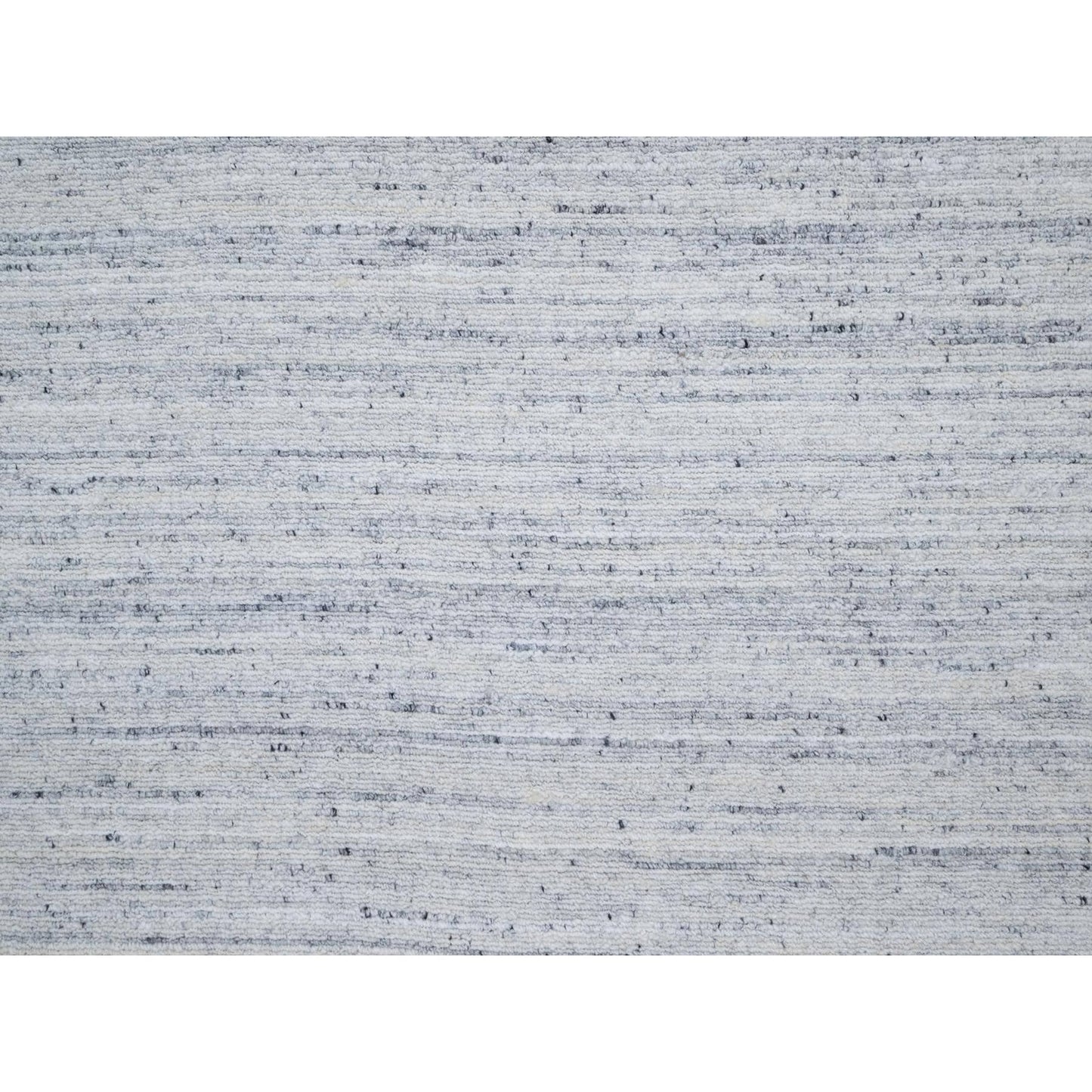 10'X13'10" Gray Modern Striae Design Tone On Tone Wool Hand Loomed Rug