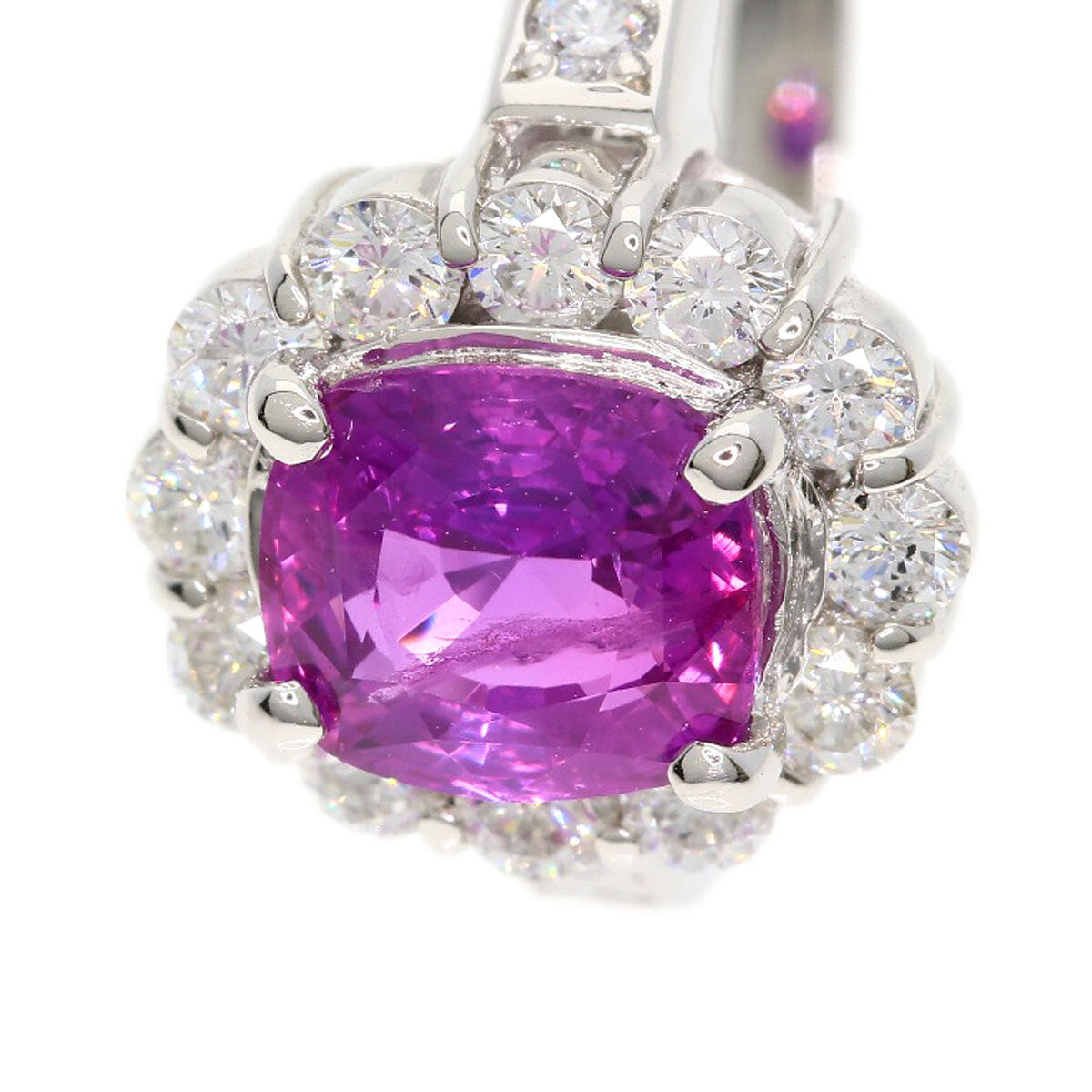 1.87Ct Pink Sapphire Diamond Ring Platinum Pt900