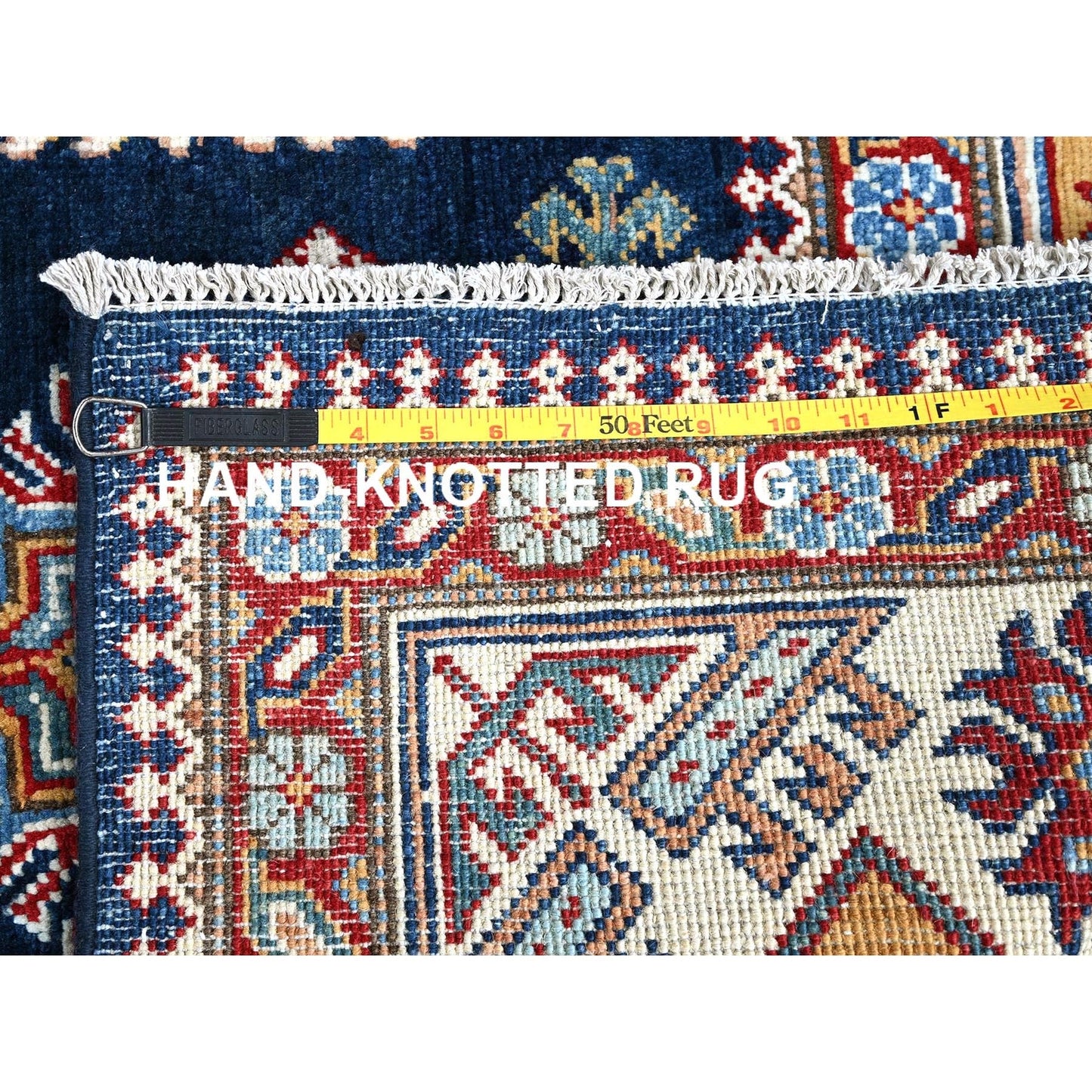 5'6"X9'3" Navy Afghan Special Kazak Tribal Design Hand Knotted All Wool Rug