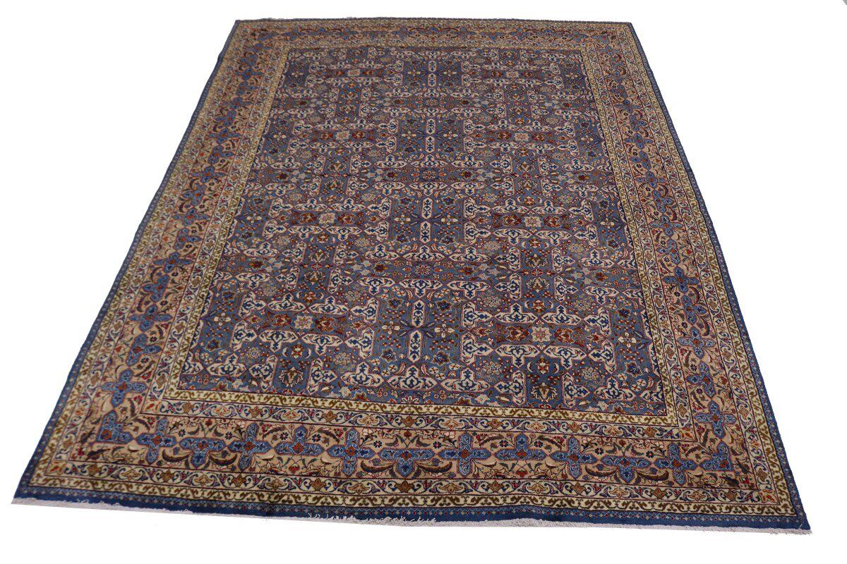 Vintage Blue Wool Oriental Rug Allover Floral