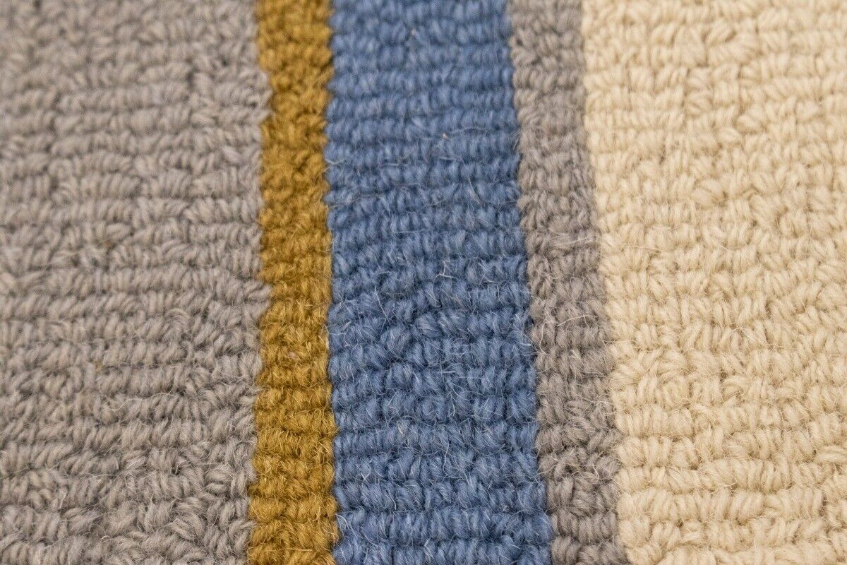 Hand-Tufted Multicolored Stripes Design Plush Rug