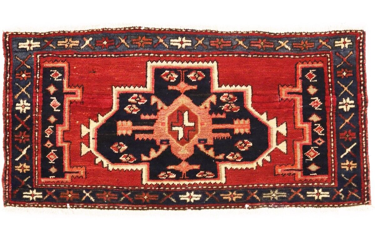 Handmade Vintage Tribal Geometric Oriental Rug