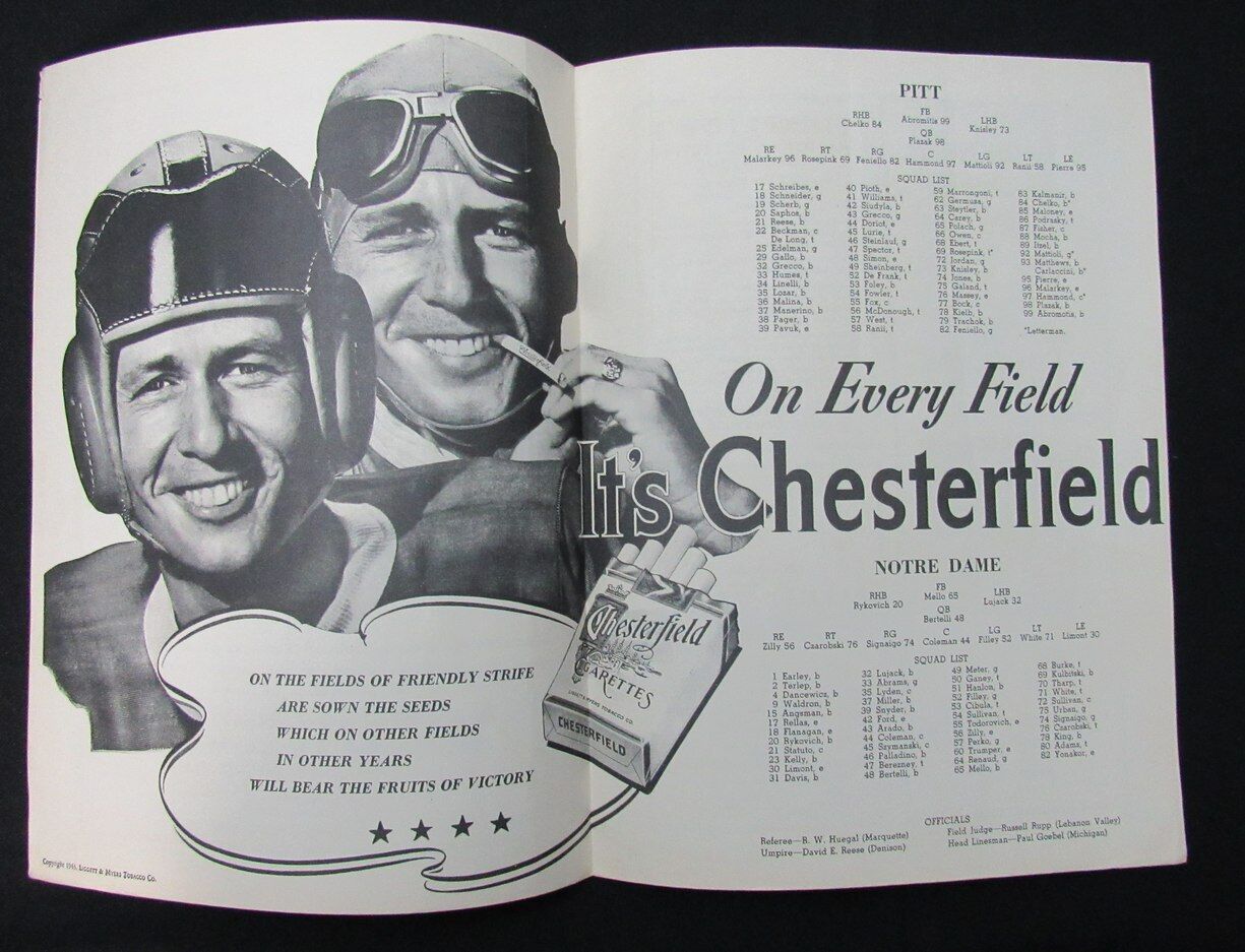 09/ 25/1943 Pitt Vs. Notre Dame College Program