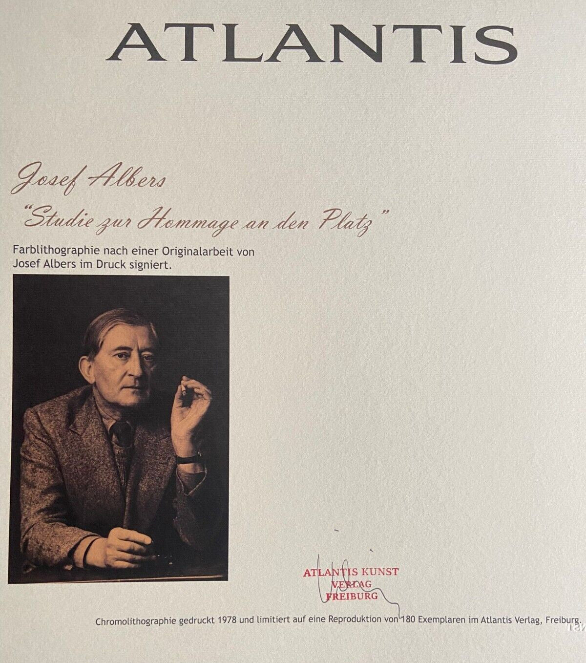 Josef Albers Lithograph Coa Numbered Stamped