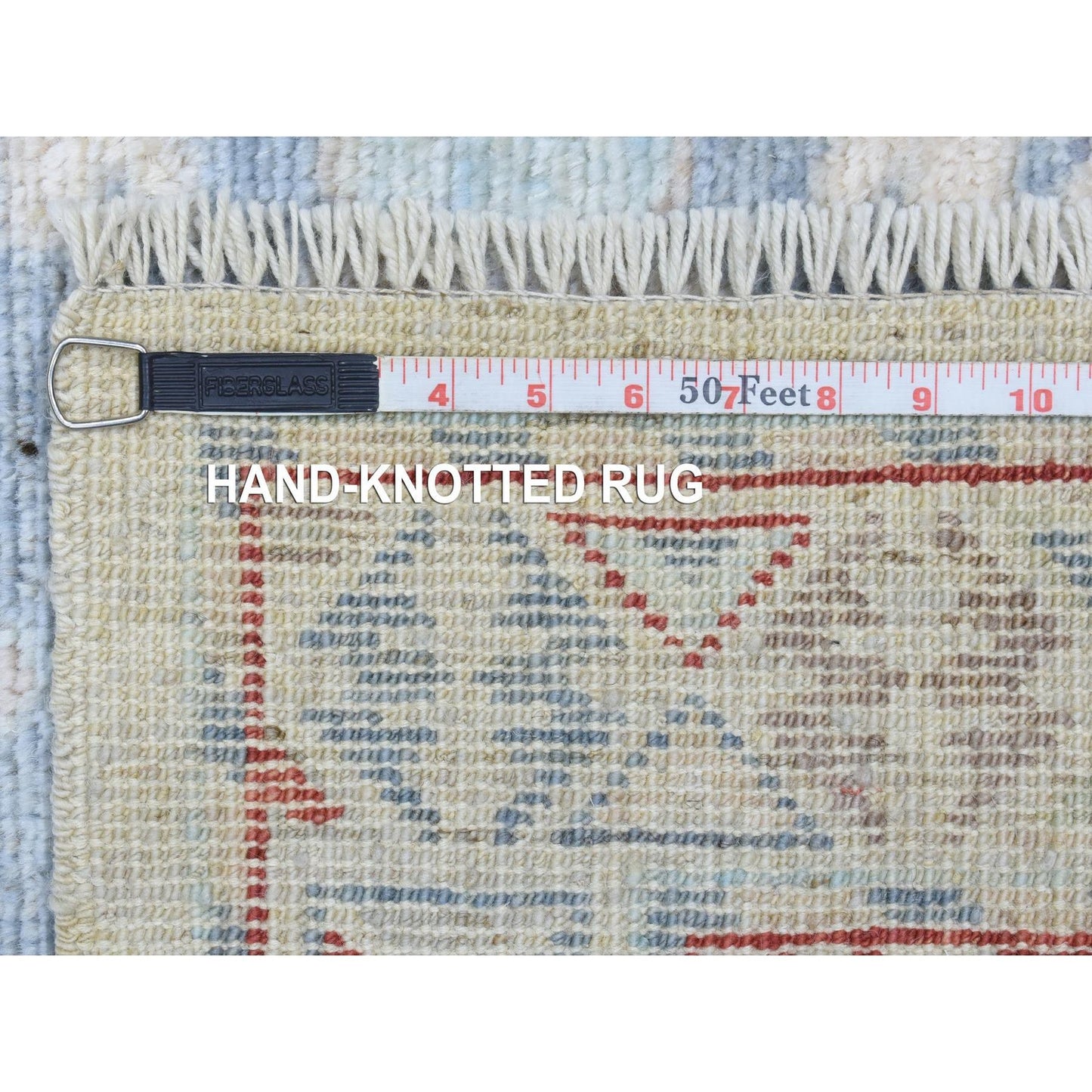 3'1"X10'2" Gray Anatolian Inspired Geometric Hand Knotted Wool Runner Rug