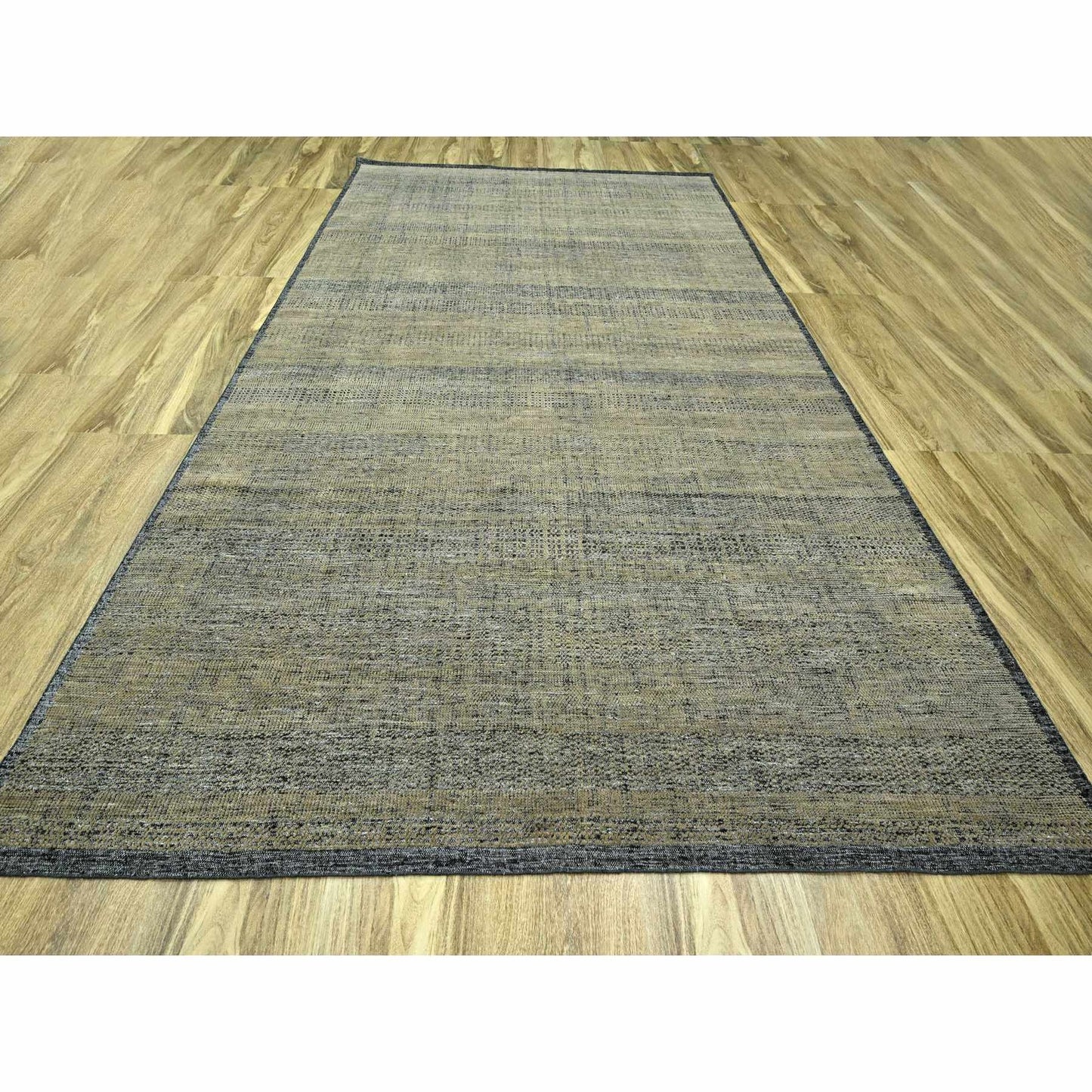 10'X14' Brown & Black Grass Design Hand Knotted Pure Wool Oriental Rug